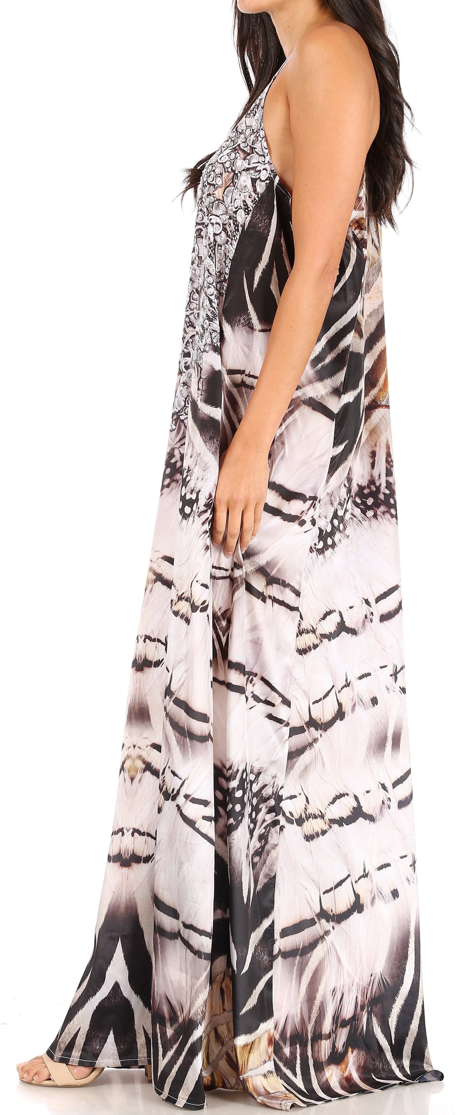 Vestido largo informal de verano con cuello en V y tirantes finos para mujer de Sakkas Sofia