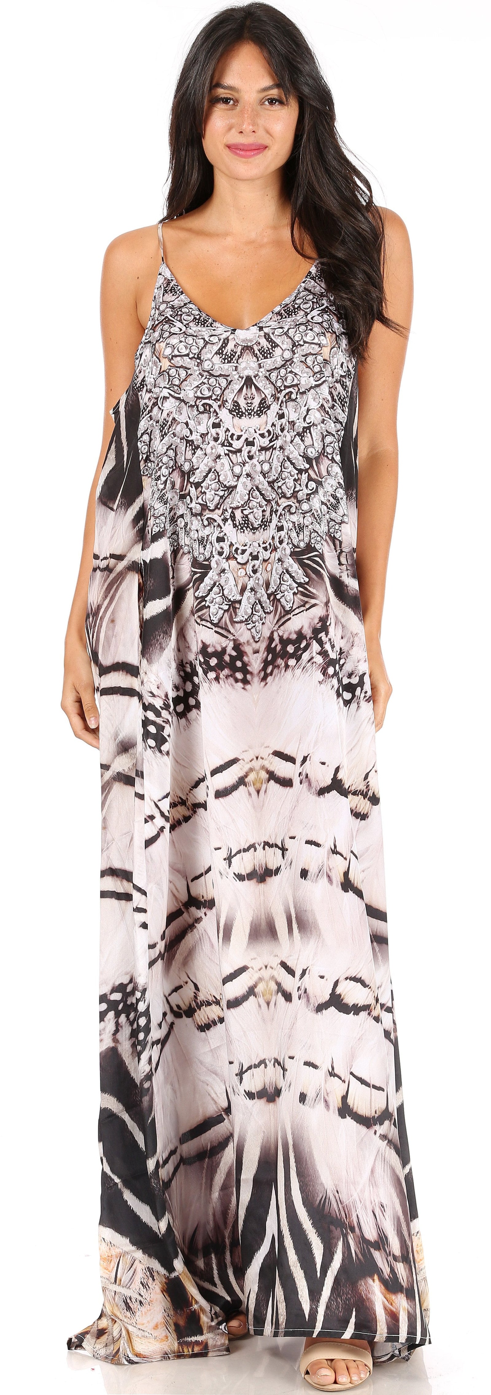 Vestido largo informal de verano con cuello en V y tirantes finos para mujer de Sakkas Sofia