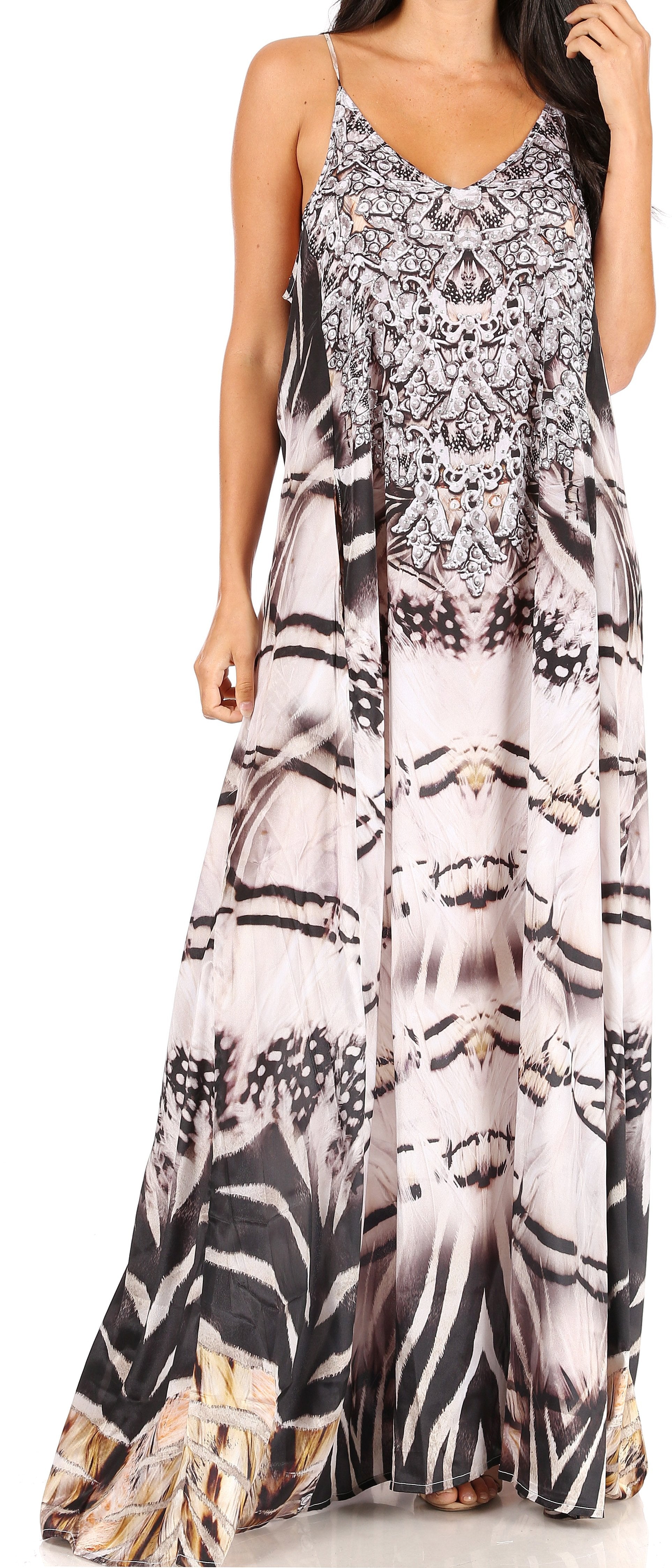 Vestido largo informal de verano con cuello en V y tirantes finos para mujer de Sakkas Sofia