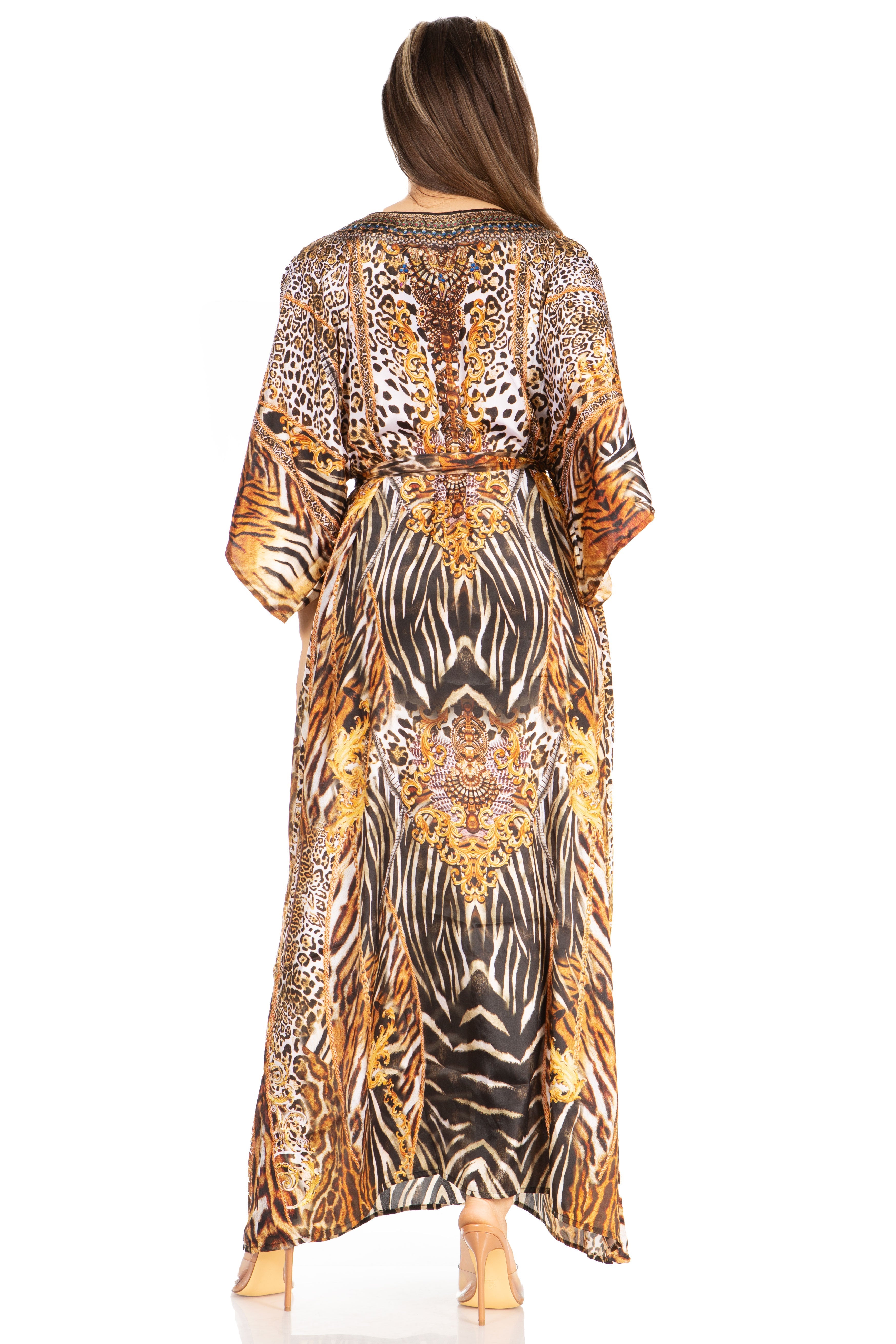 Vestido caftán maxi Maribel de Sakkas - Cuello en V y mangas cortas para mujer