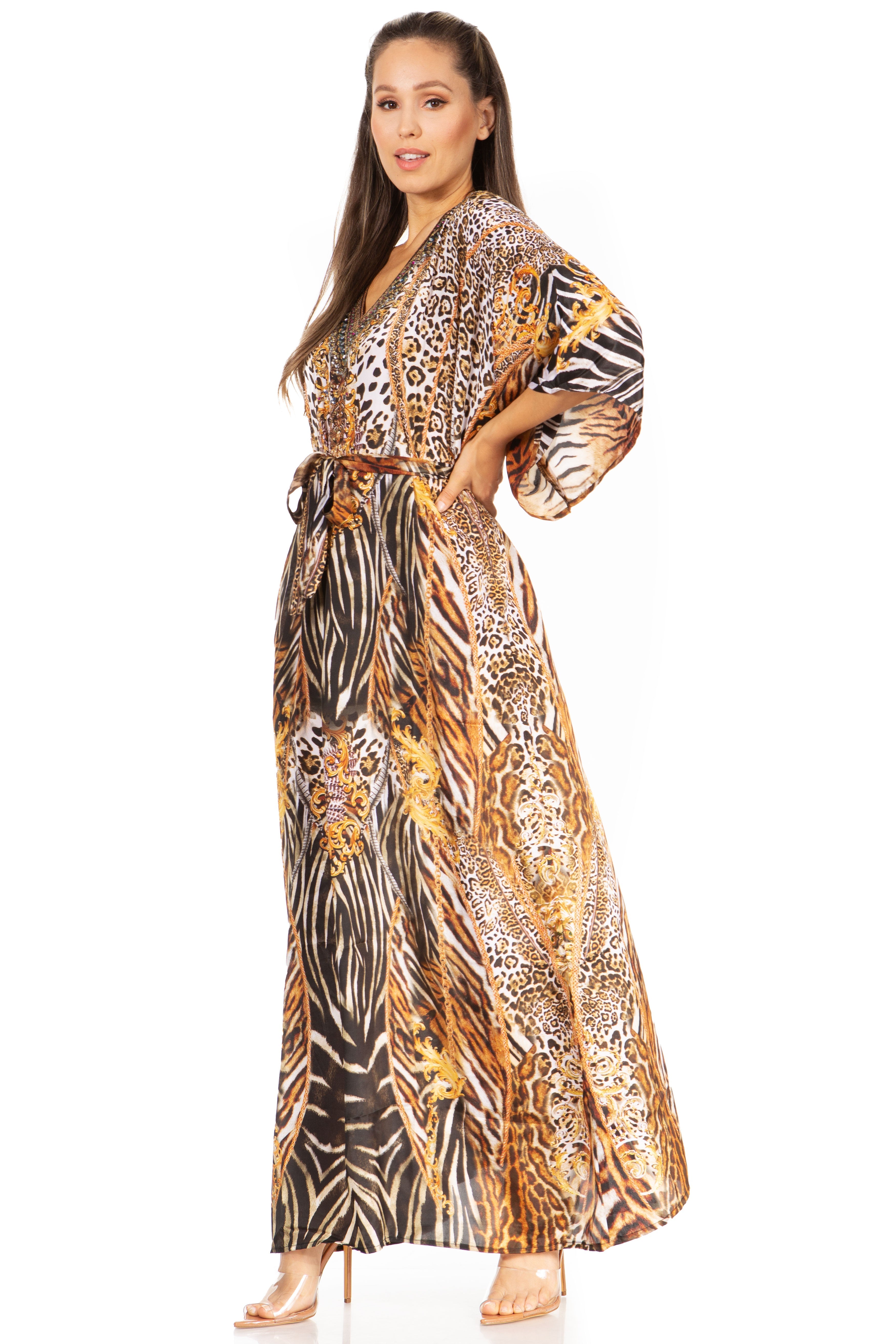 Vestido caftán maxi Maribel de Sakkas - Cuello en V y mangas cortas para mujer