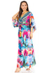 Vestido caftán maxi Maribel de Sakkas - Cuello en V y mangas cortas para mujer