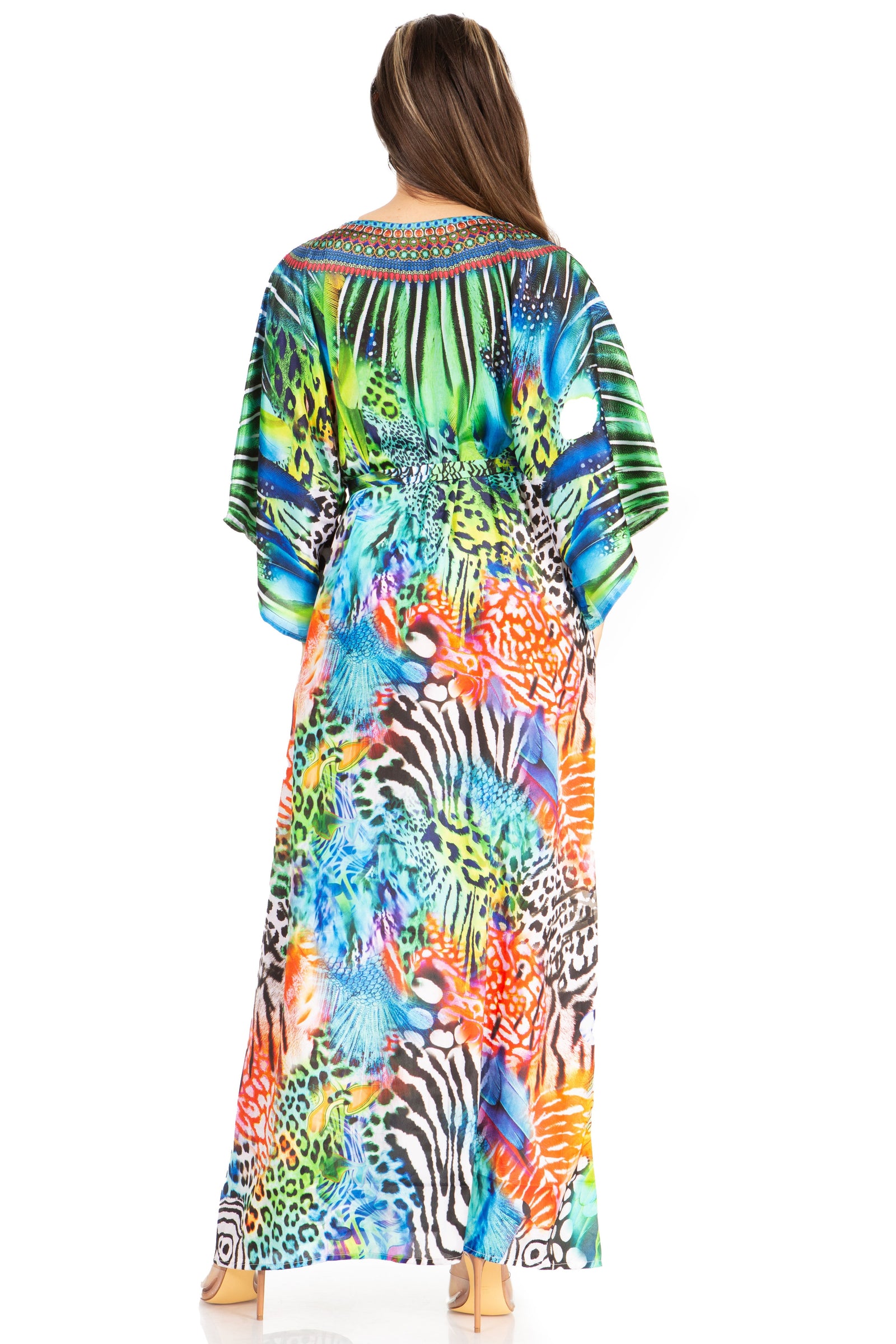 Vestido caftán maxi Maribel de Sakkas - Cuello en V y mangas cortas para mujer