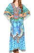 Sakkas Milanna Women's V neck Short Sleeve Vibrant Print Caftan Dress Cover-up