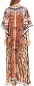 Sakkas Milanna Women's V neck Short Sleeve Vibrant Print Caftan Dress Cover-up