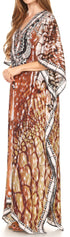 Sakkas Milanna Women's V neck Short Sleeve Vibrant Print Caftan Dress Cover-up