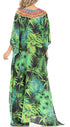 Sakkas Milanna Women's V neck Short Sleeve Vibrant Print Caftan Dress Cover-up