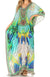 Sakkas Milanna Women's V neck Short Sleeve Vibrant Print Caftan Dress Cover-up