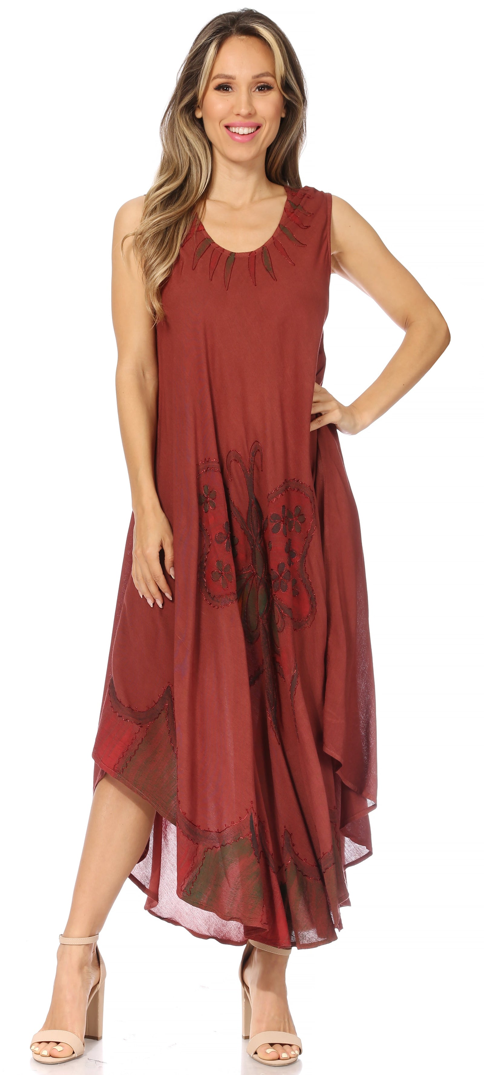 Vestido caftán maxi Sakkas Keola para mujer, vestido de verano sin mangas