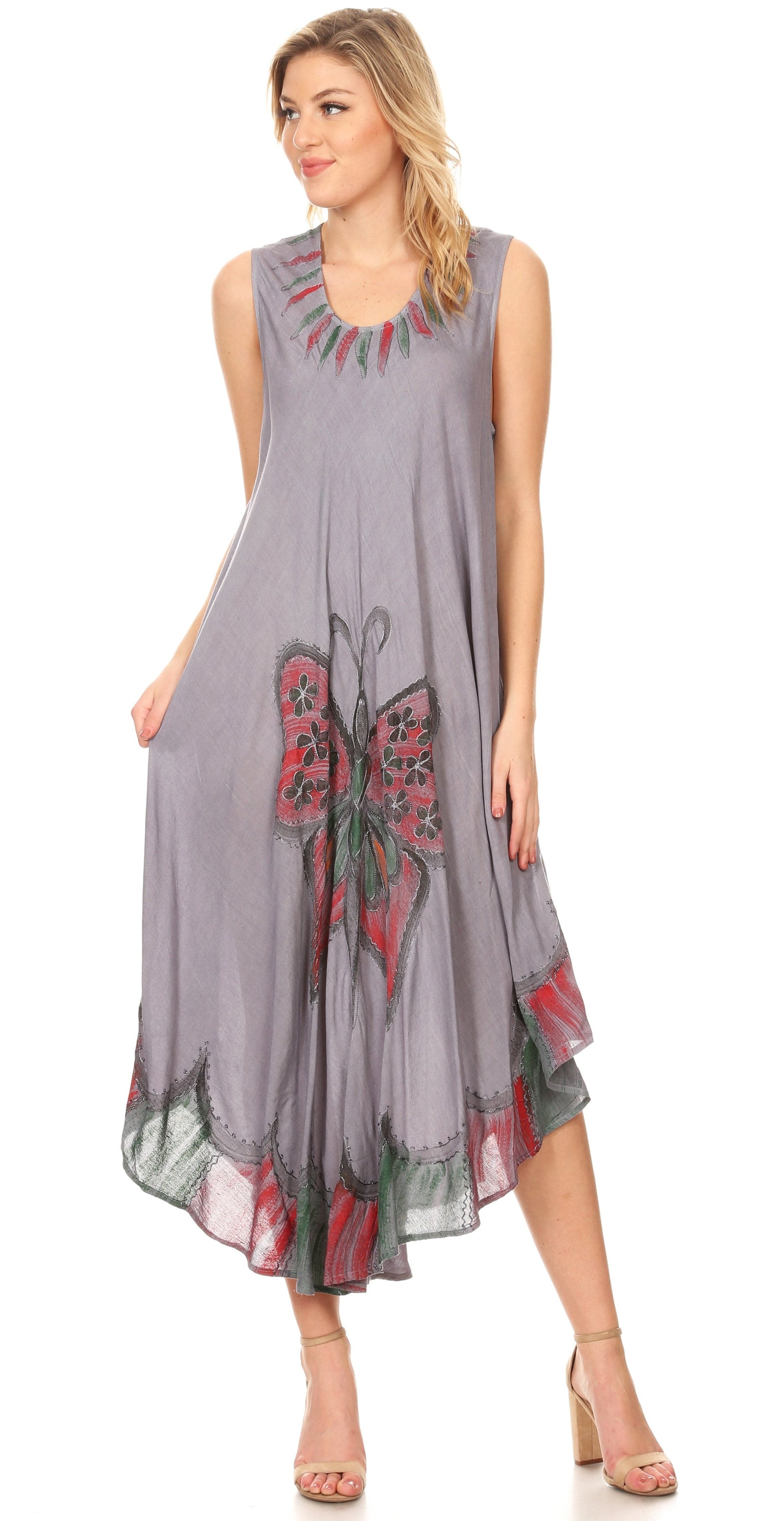 Vestido caftán maxi Sakkas Keola para mujer, vestido de verano sin mangas