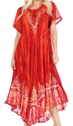 Sakkas Devora Maxi camisón caftán caftán para mujer Tie Dye Batik y corsé