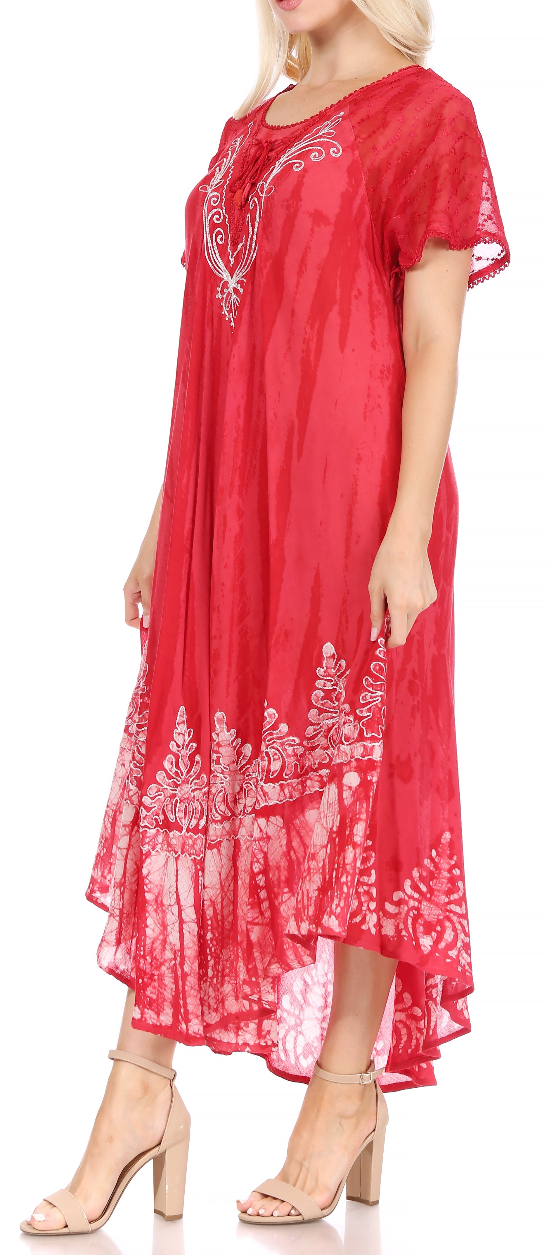 Sakkas Devora Maxi camisón caftán caftán para mujer Tie Dye Batik y corsé