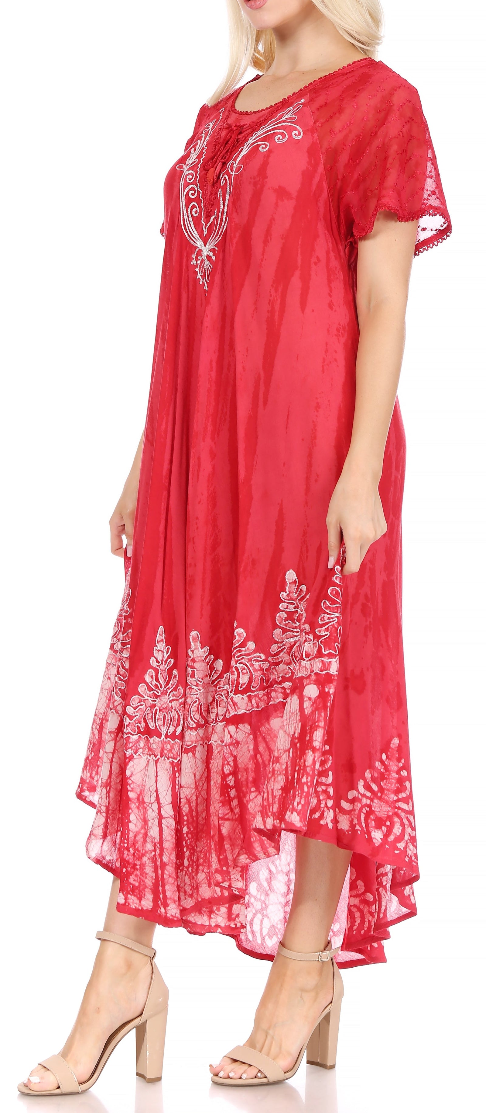 Sakkas Devora Maxi camisón caftán caftán para mujer Tie Dye Batik y corsé