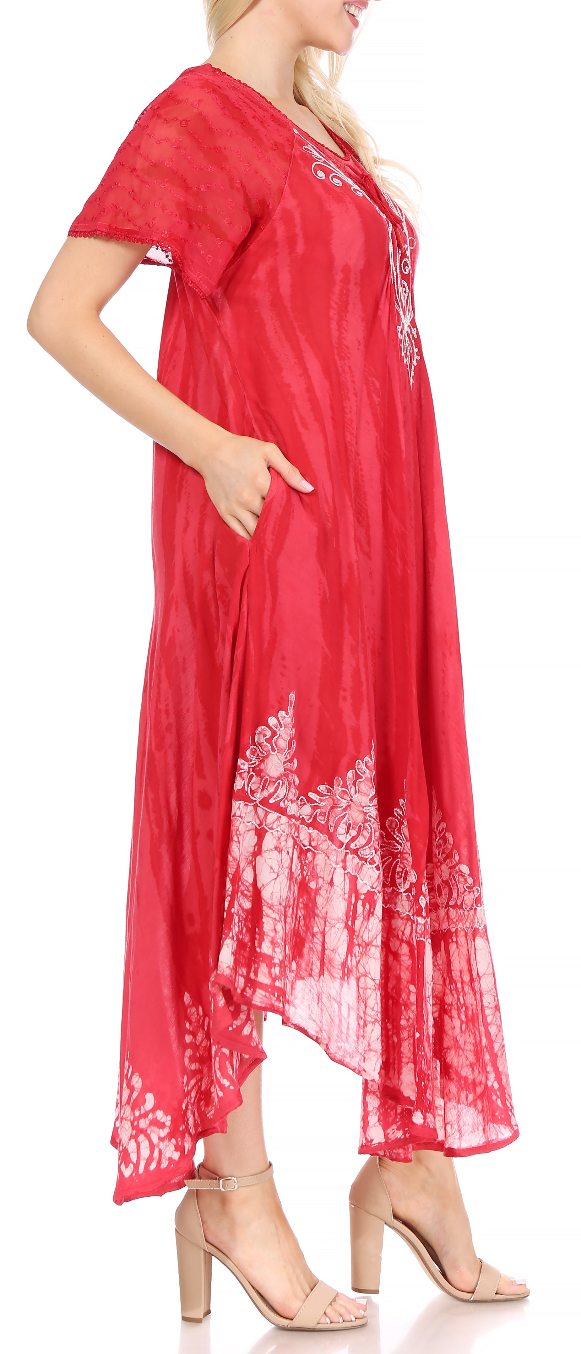 Sakkas Devora Maxi camisón caftán caftán para mujer Tie Dye Batik y corsé