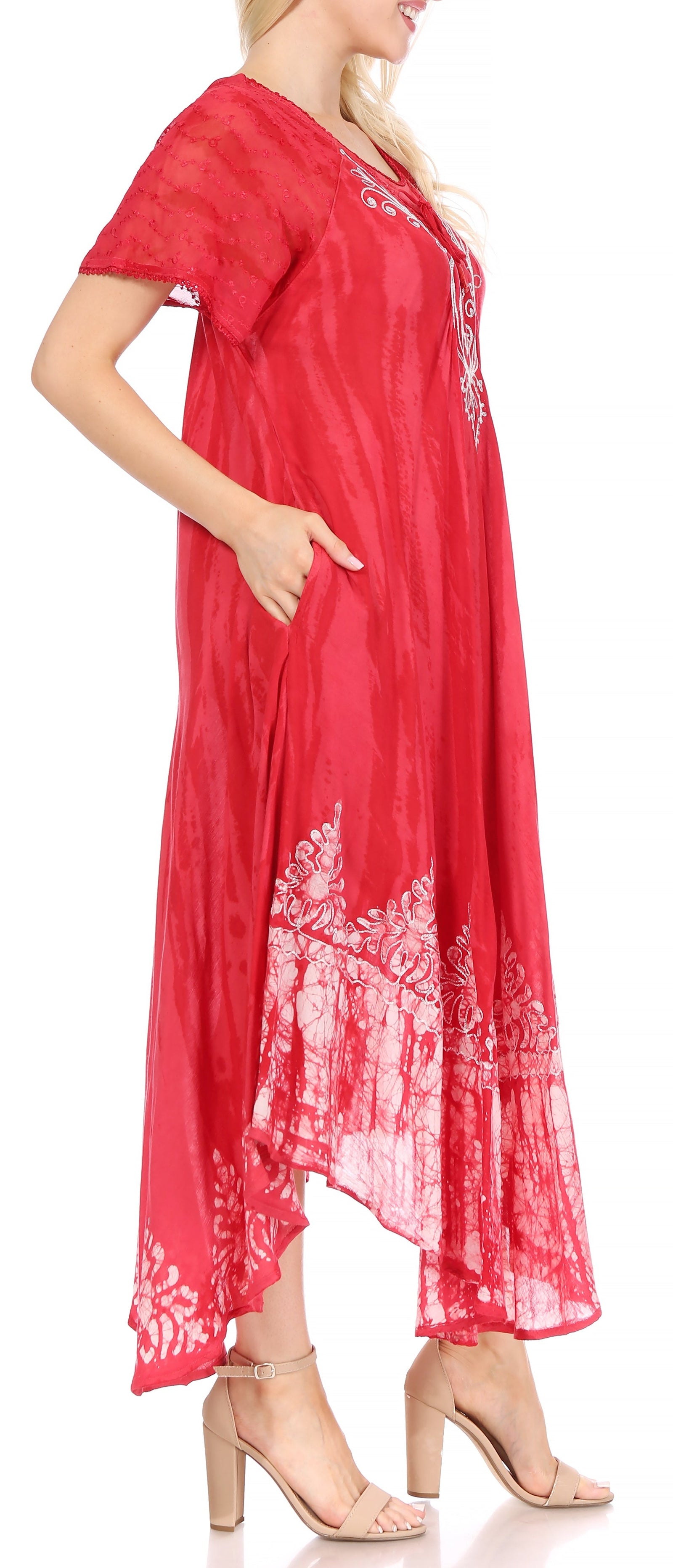 Sakkas Devora Maxi camisón caftán caftán para mujer Tie Dye Batik y corsé
