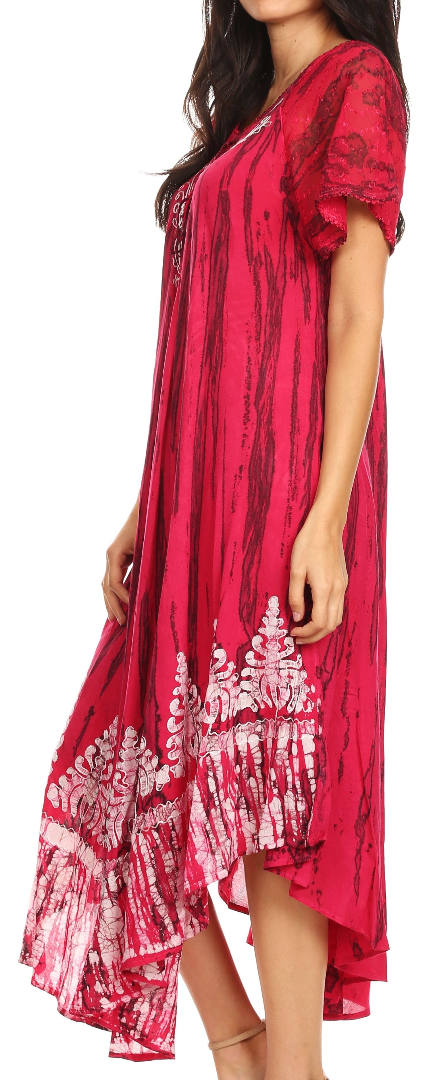 Sakkas Devora Maxi camisón caftán caftán para mujer Tie Dye Batik y corsé