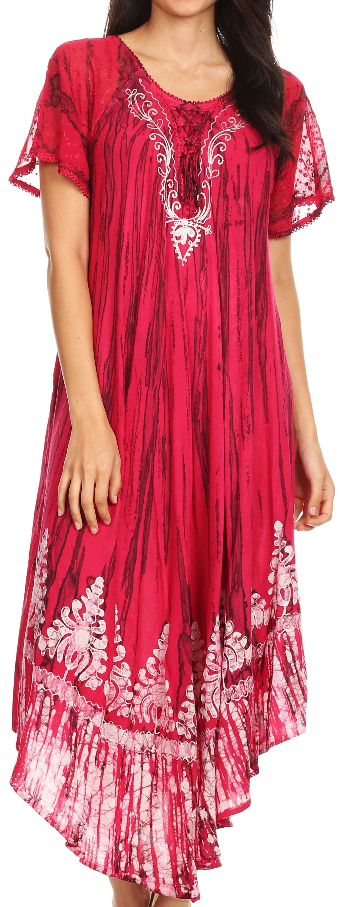 Sakkas Devora Maxi camisón caftán caftán para mujer Tie Dye Batik y corsé