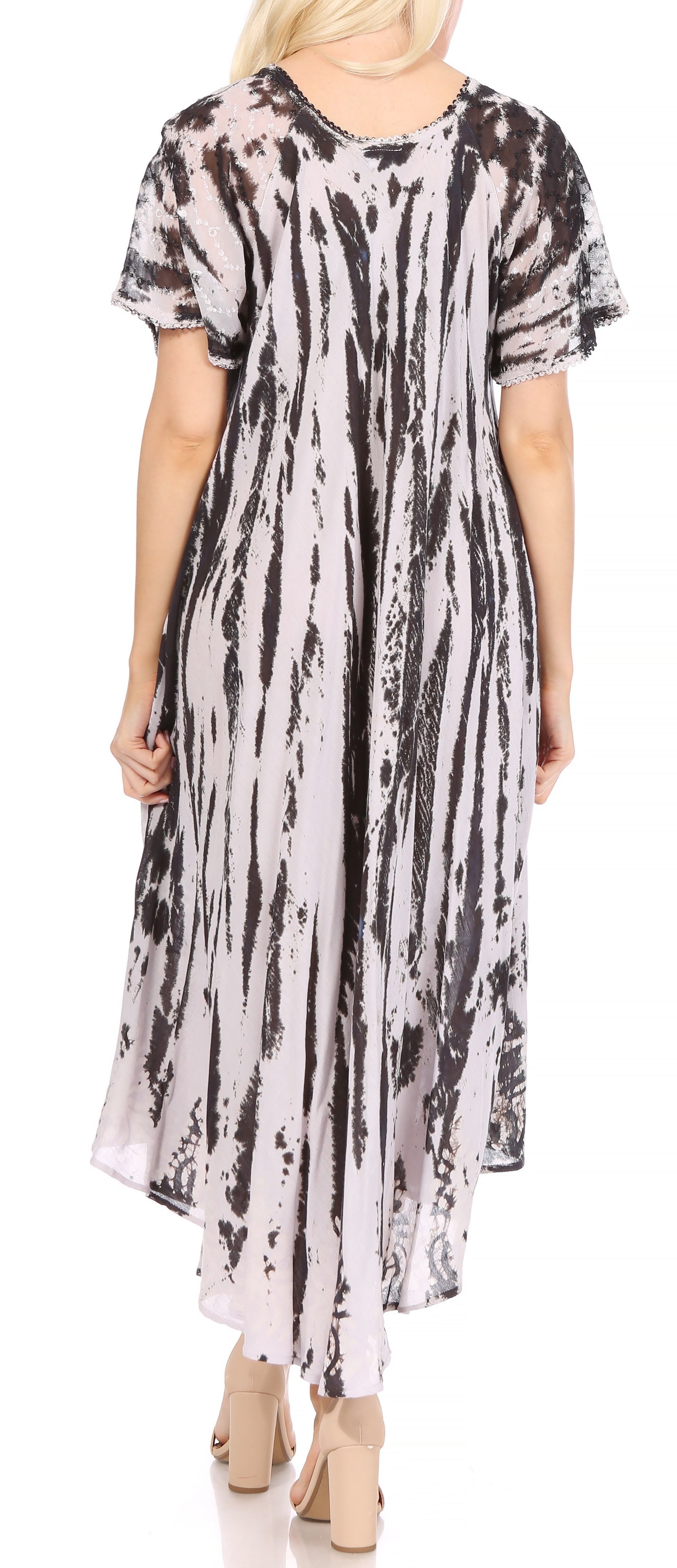 Sakkas Devora Maxi camisón caftán caftán para mujer Tie Dye Batik y corsé