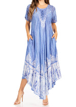 Sakkas Devora Maxi camisón caftán caftán para mujer Tie Dye Batik y corsé