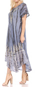 Sakkas Devora Maxi camisón caftán caftán para mujer Tie Dye Batik y corsé