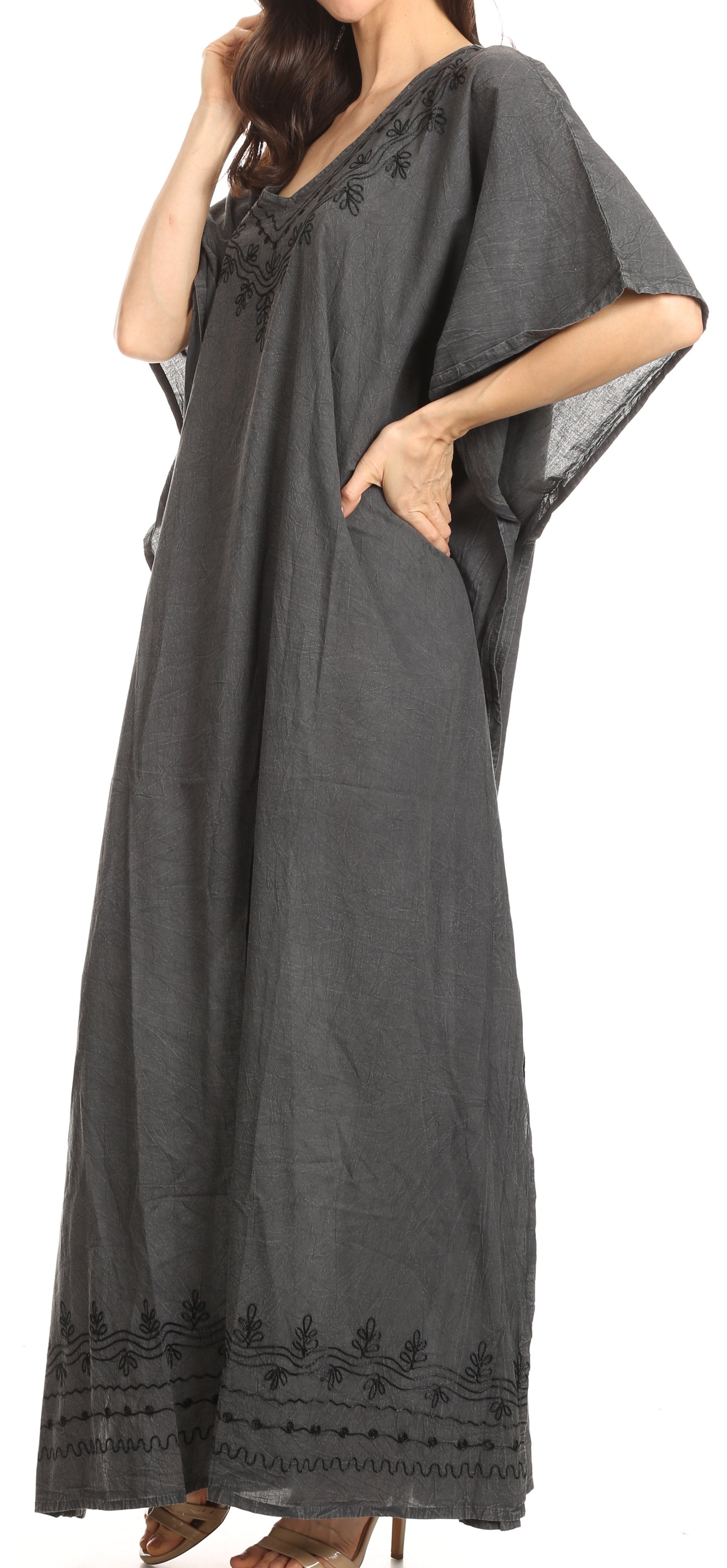 Vestido largo caftán informal Sakkas Favi para mujer, prenda de estar por casa en rayón