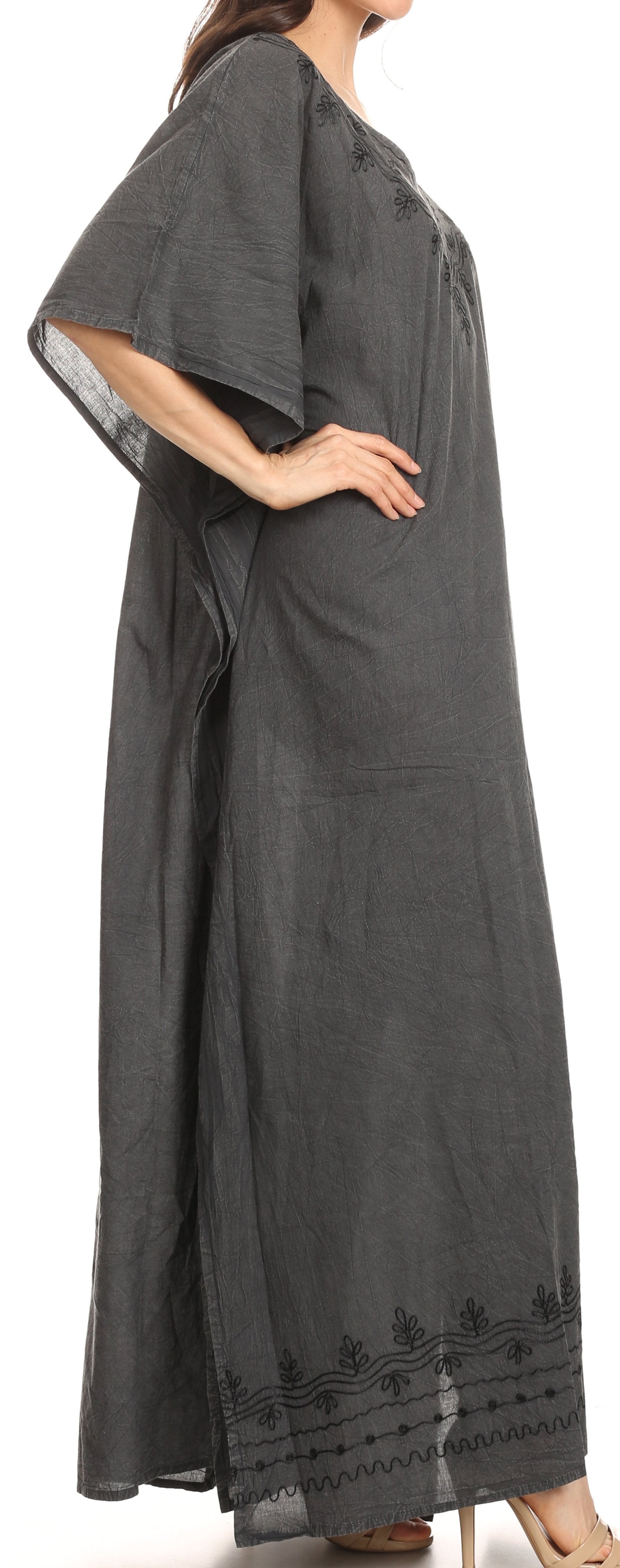 Vestido largo caftán informal Sakkas Favi para mujer, prenda de estar por casa en rayón