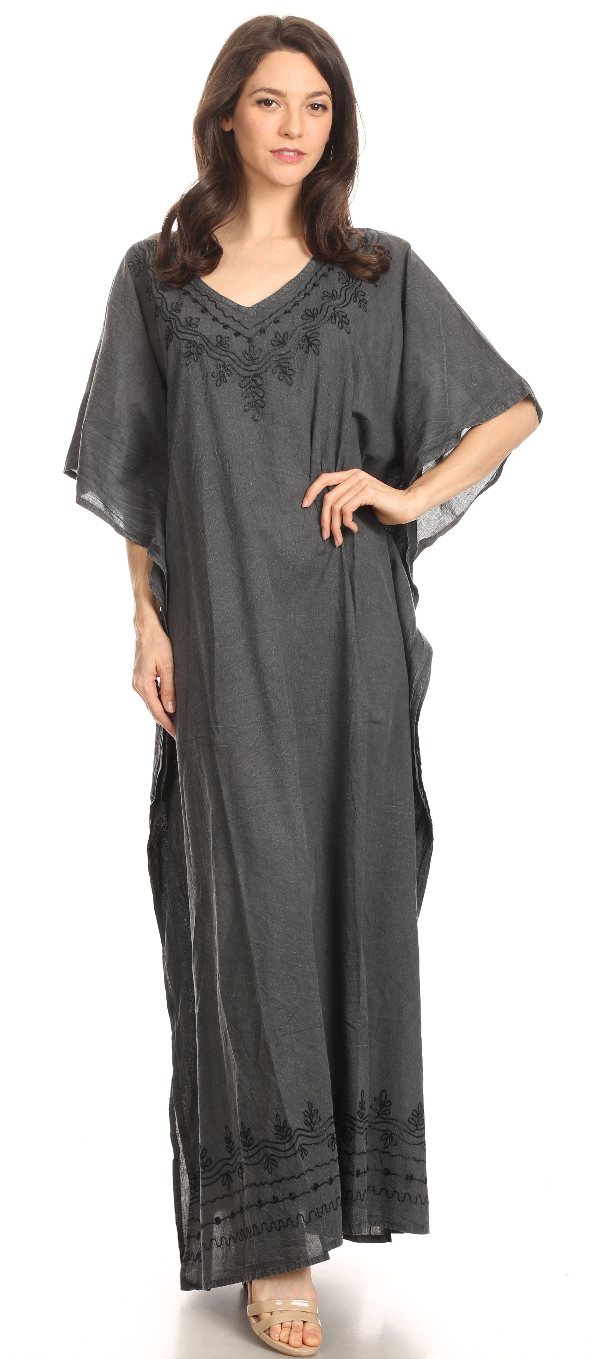 Vestido largo caftán informal Sakkas Favi para mujer, prenda de estar por casa en rayón