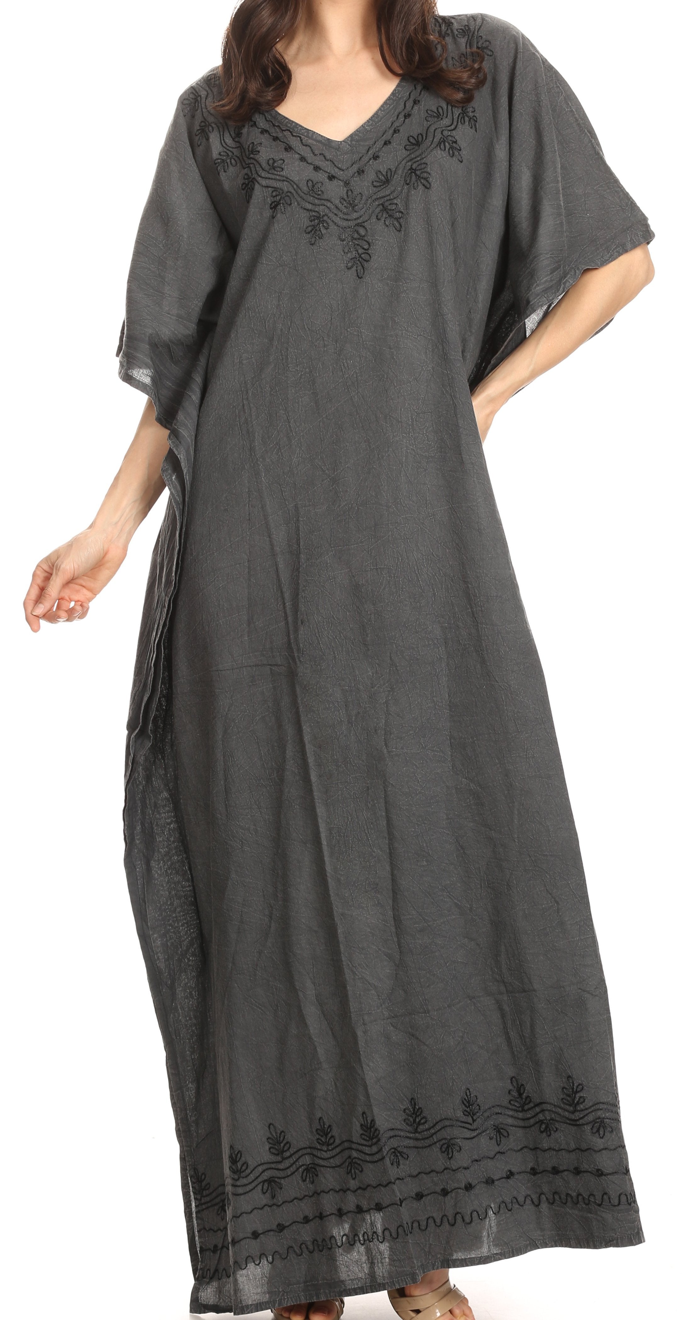 Vestido largo caftán informal Sakkas Favi para mujer, prenda de estar por casa en rayón