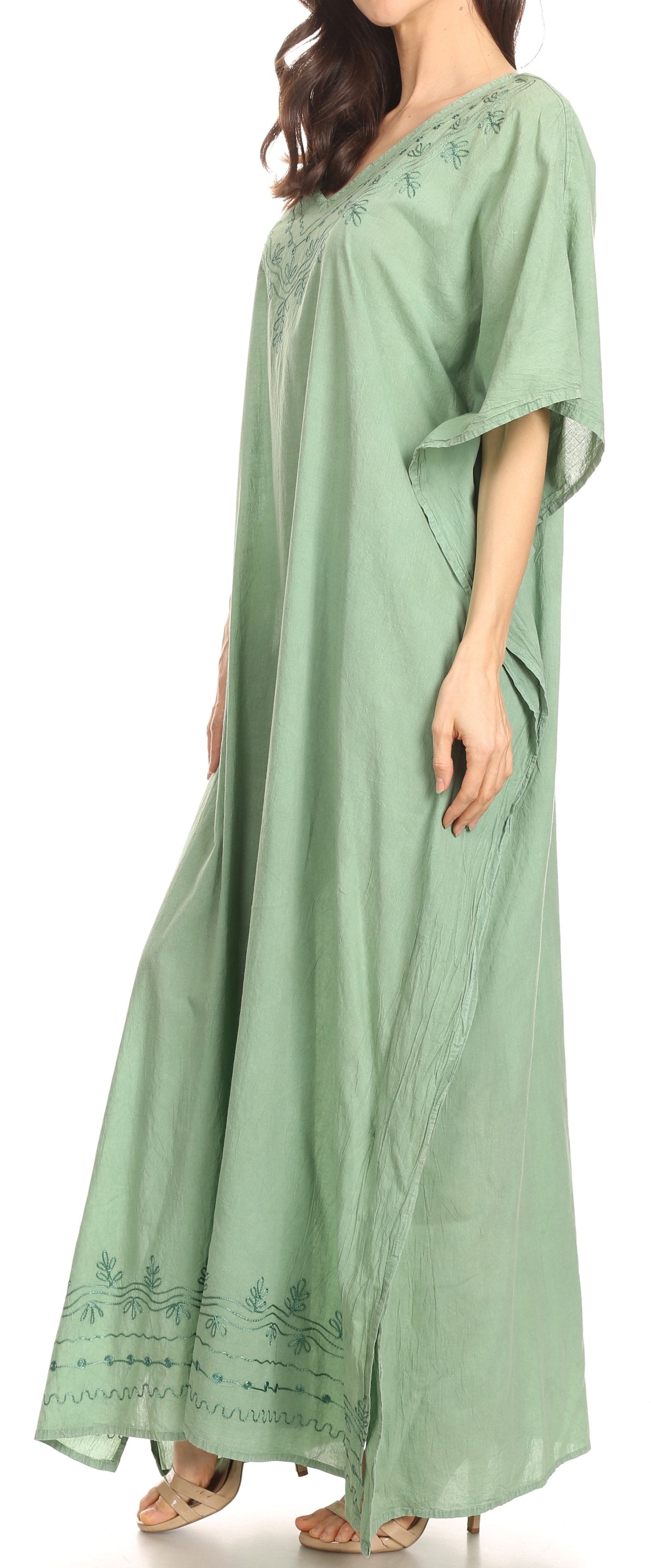 Vestido largo caftán informal Sakkas Favi para mujer, prenda de estar por casa en rayón