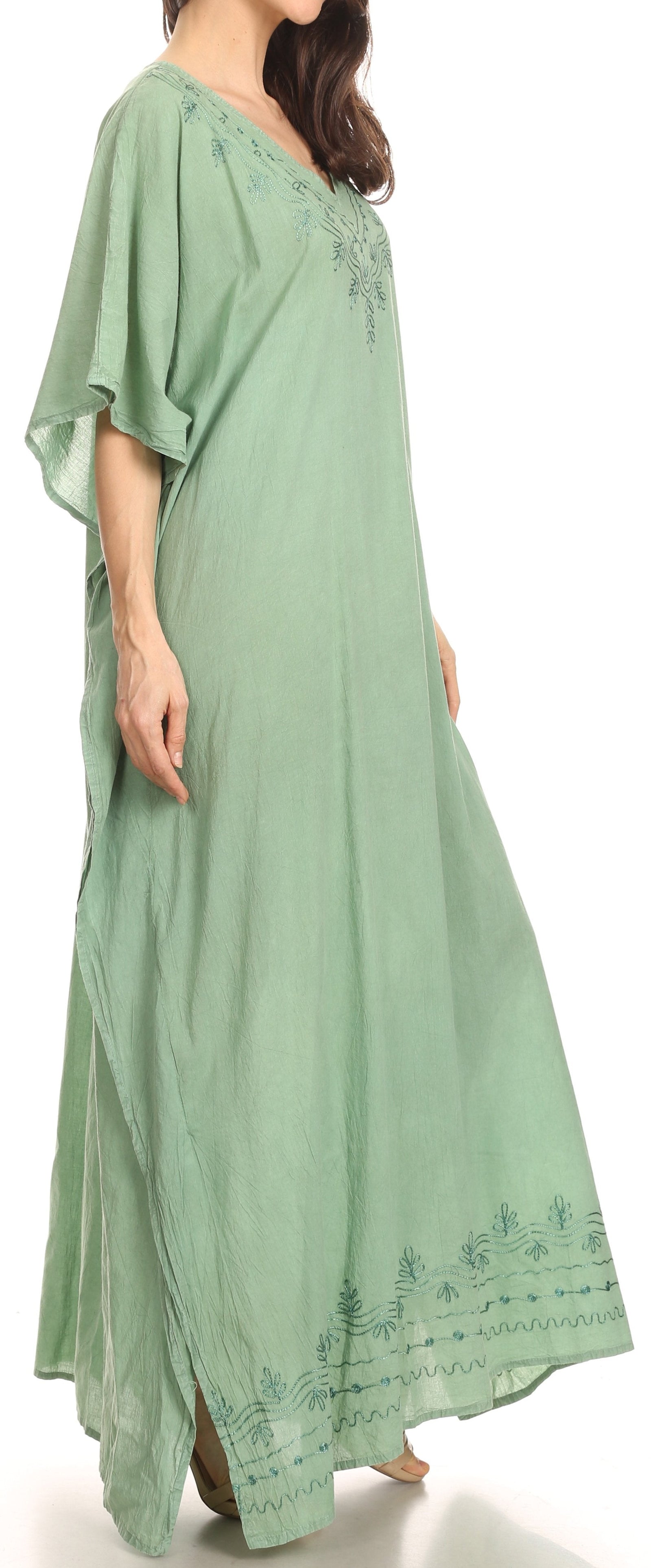 Vestido largo caftán informal Sakkas Favi para mujer, prenda de estar por casa en rayón