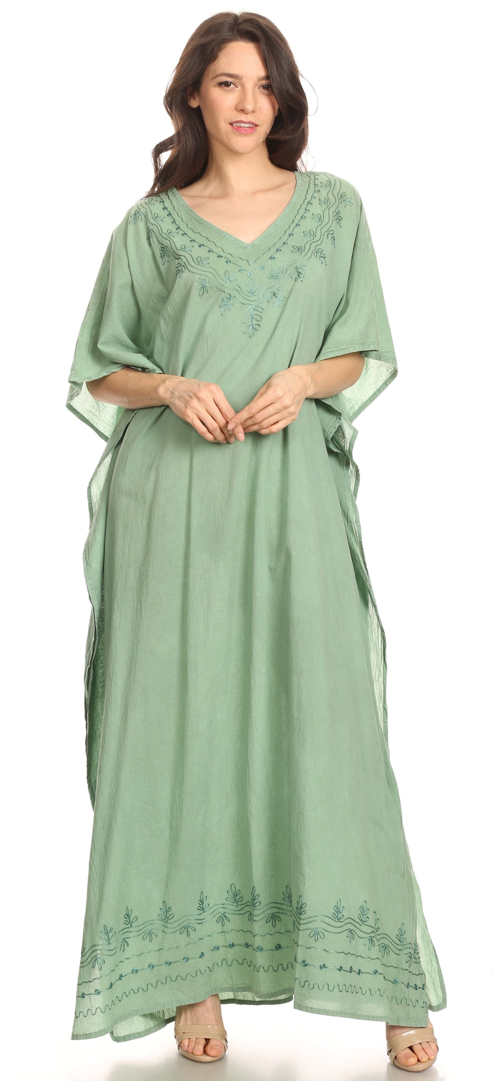 Vestido largo caftán informal Sakkas Favi para mujer, prenda de estar por casa en rayón