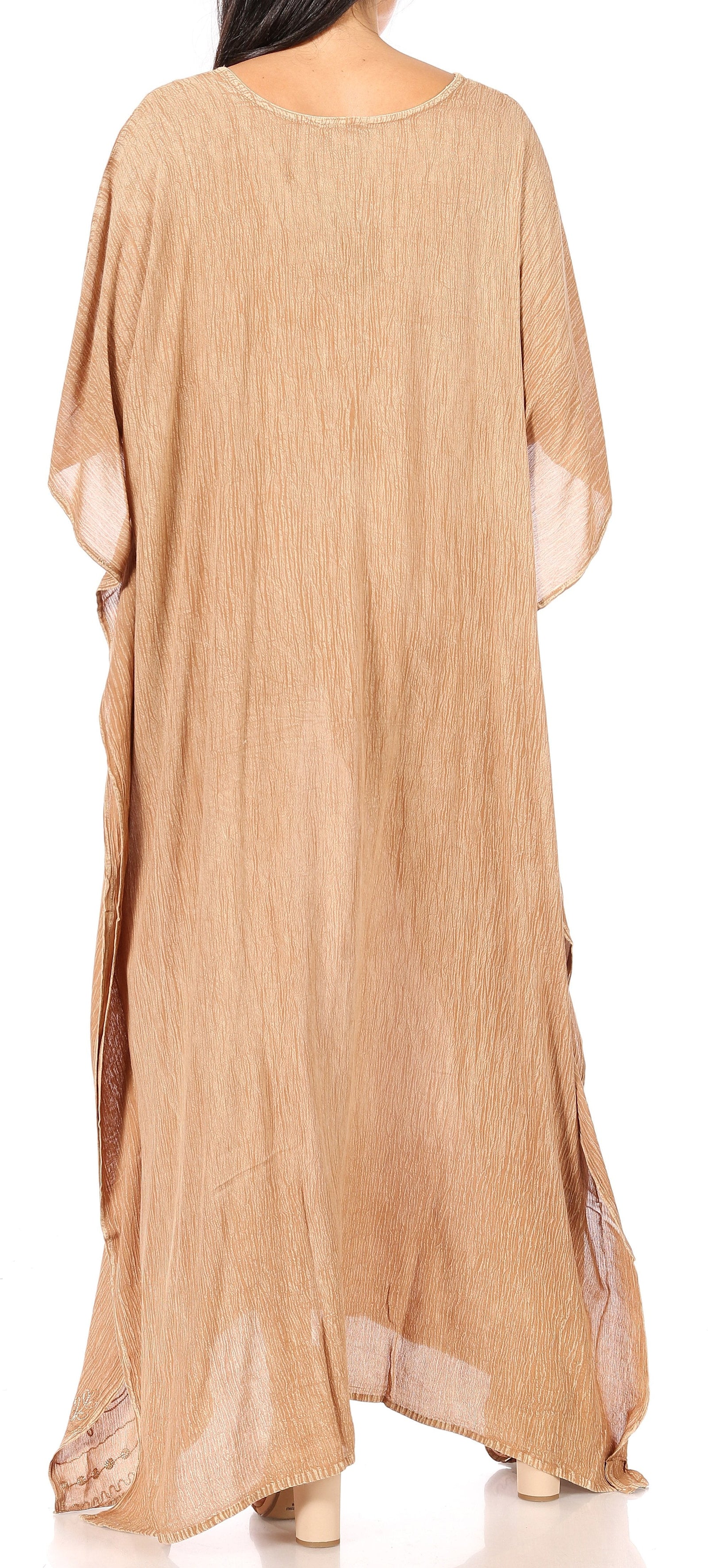 Vestido largo caftán informal Sakkas Favi para mujer, prenda de estar por casa en rayón