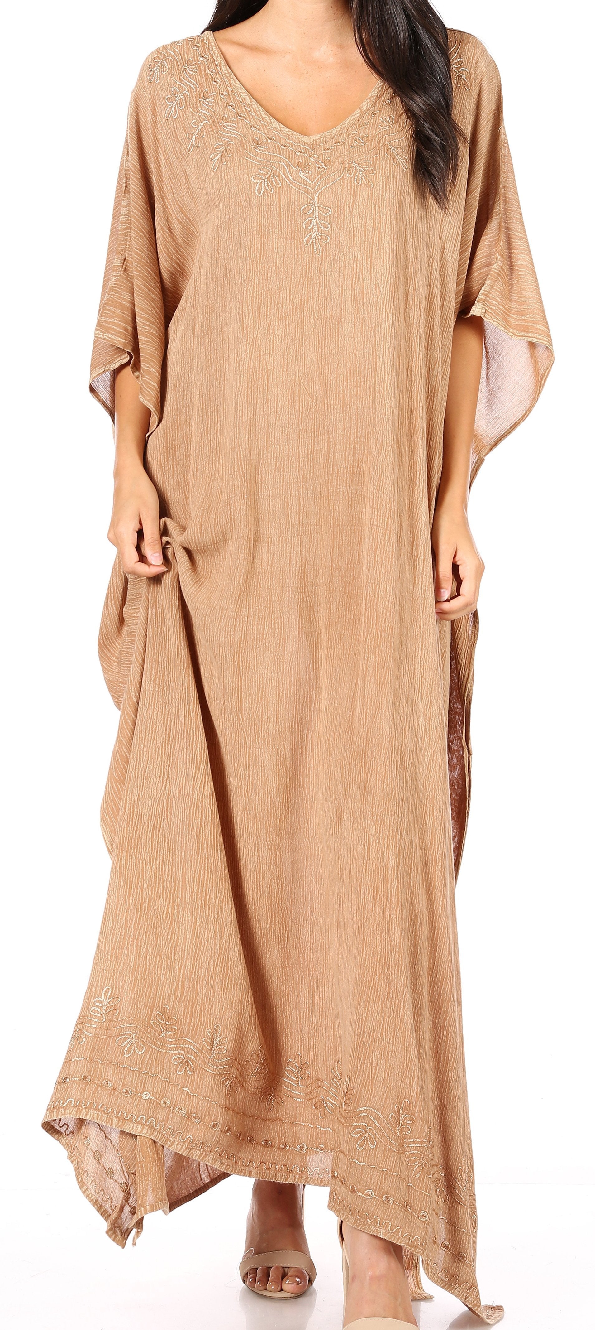 Vestido largo caftán informal Sakkas Favi para mujer, prenda de estar por casa en rayón