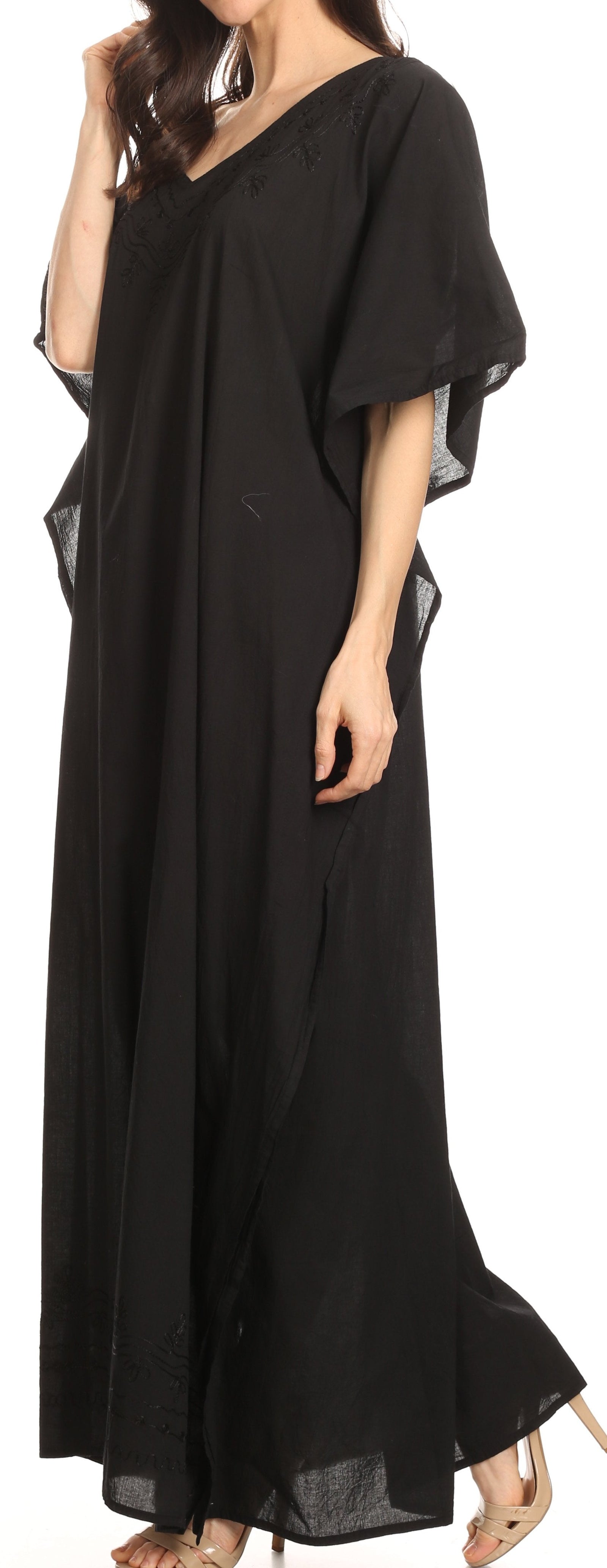 Vestido largo caftán informal Sakkas Favi para mujer, prenda de estar por casa en rayón