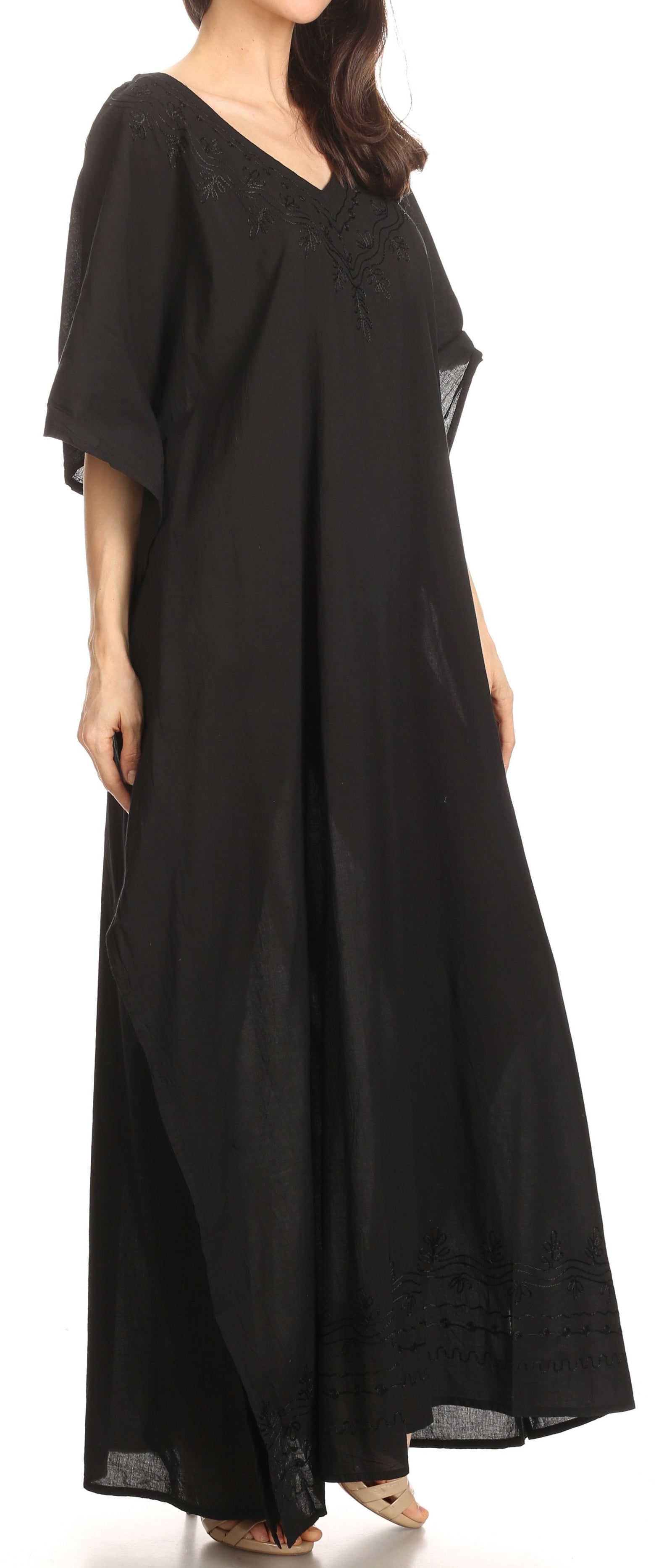Vestido largo caftán informal Sakkas Favi para mujer, prenda de estar por casa en rayón