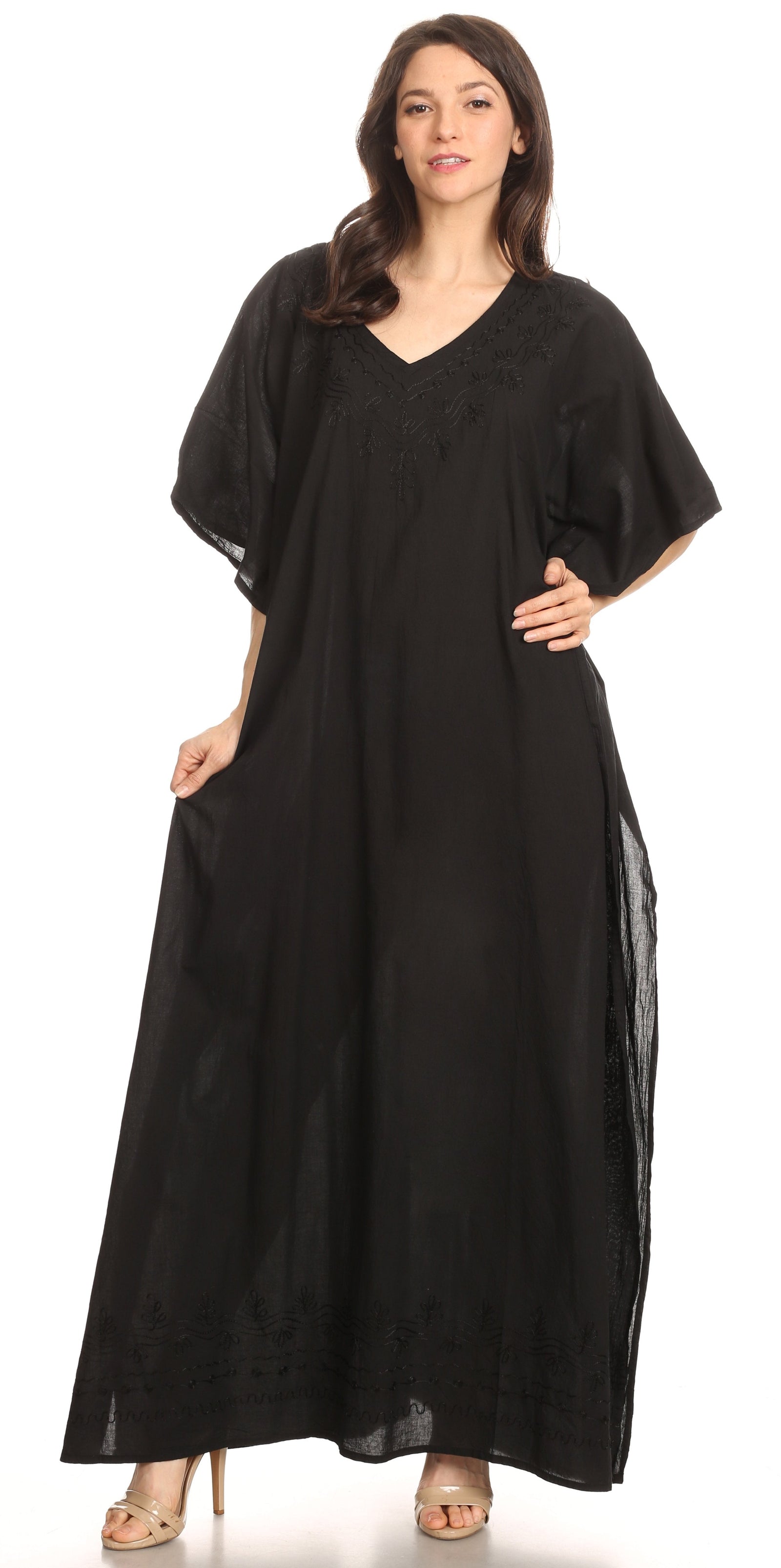 Vestido largo caftán informal Sakkas Favi para mujer, prenda de estar por casa en rayón