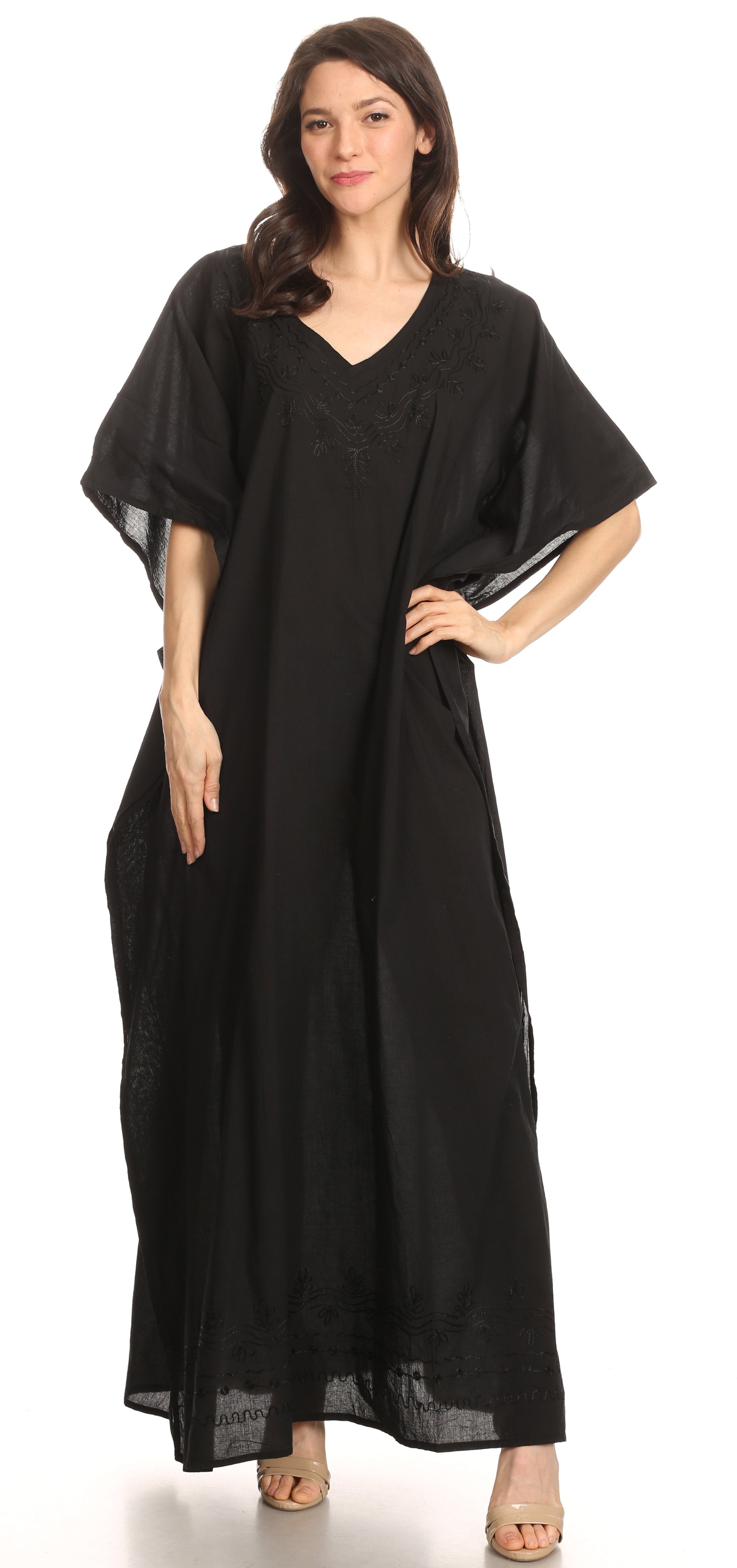 Vestido largo caftán informal Sakkas Favi para mujer, prenda de estar por casa en rayón
