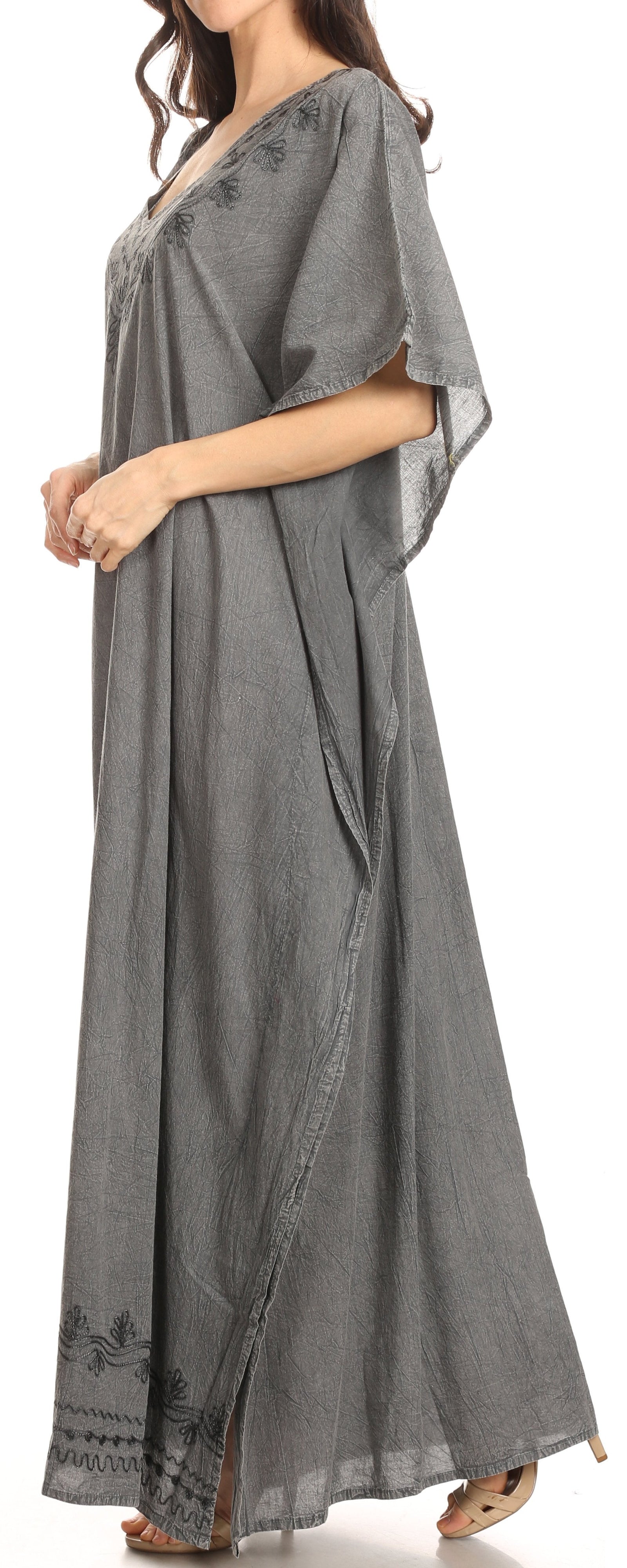 Vestido largo caftán informal Sakkas Favi para mujer, prenda de estar por casa en rayón