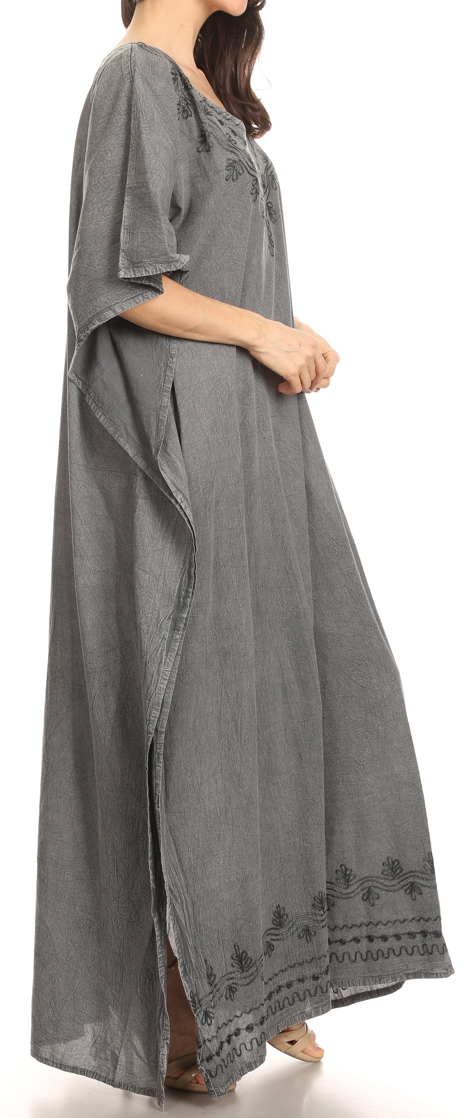 Vestido largo caftán informal Sakkas Favi para mujer, prenda de estar por casa en rayón