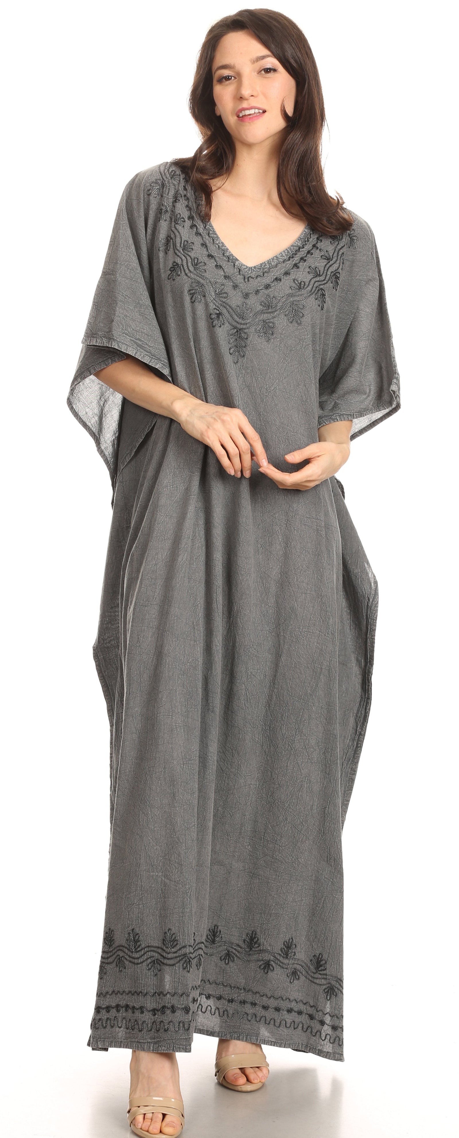 Vestido largo caftán informal Sakkas Favi para mujer, prenda de estar por casa en rayón