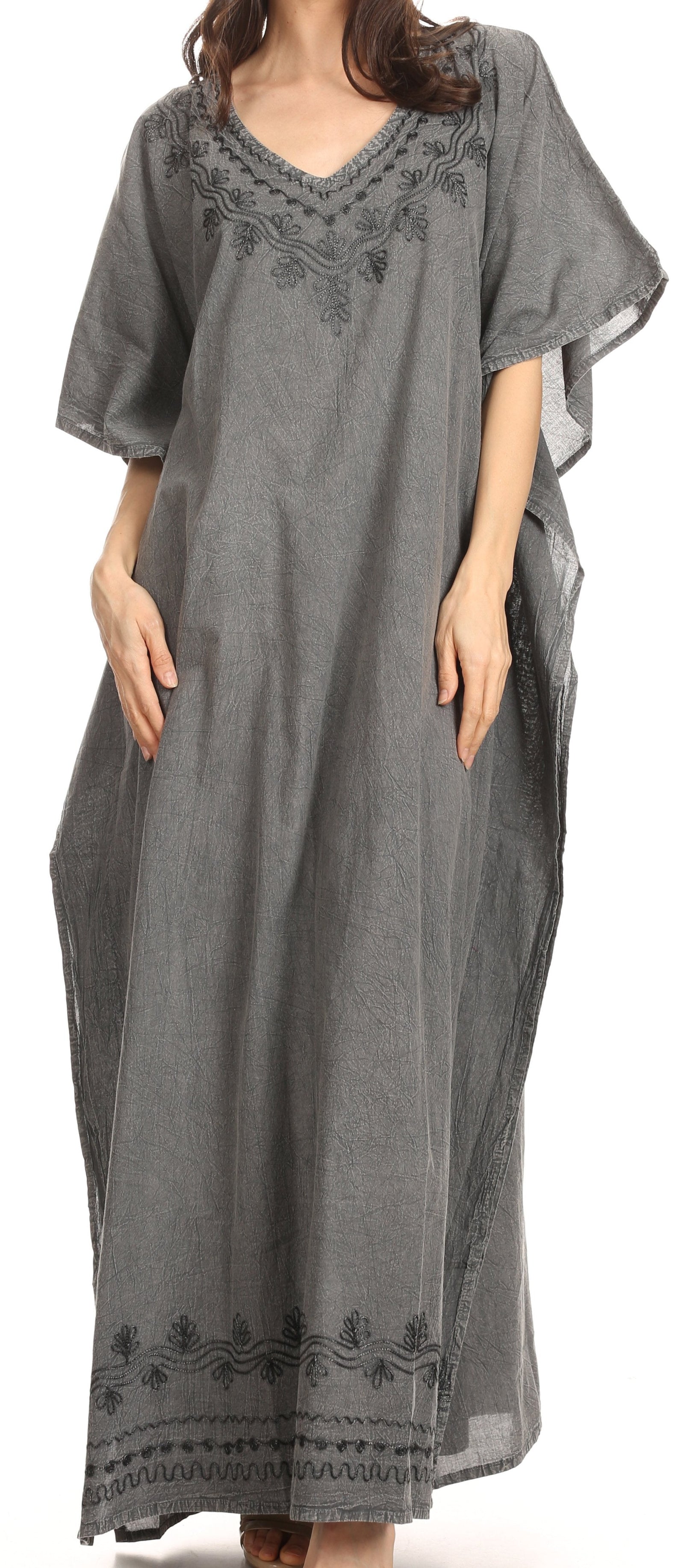 Vestido largo caftán informal Sakkas Favi para mujer, prenda de estar por casa en rayón