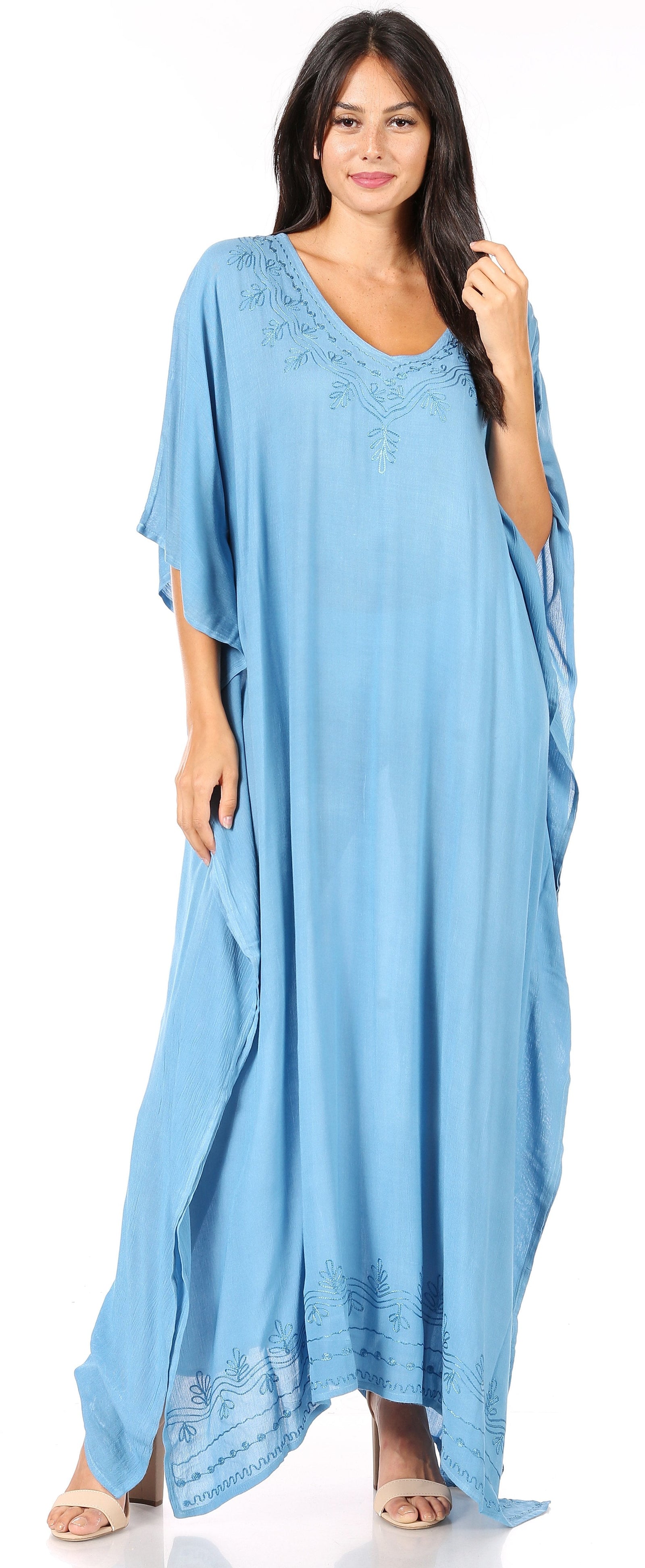 Vestido largo caftán informal Sakkas Favi para mujer, prenda de estar por casa en rayón