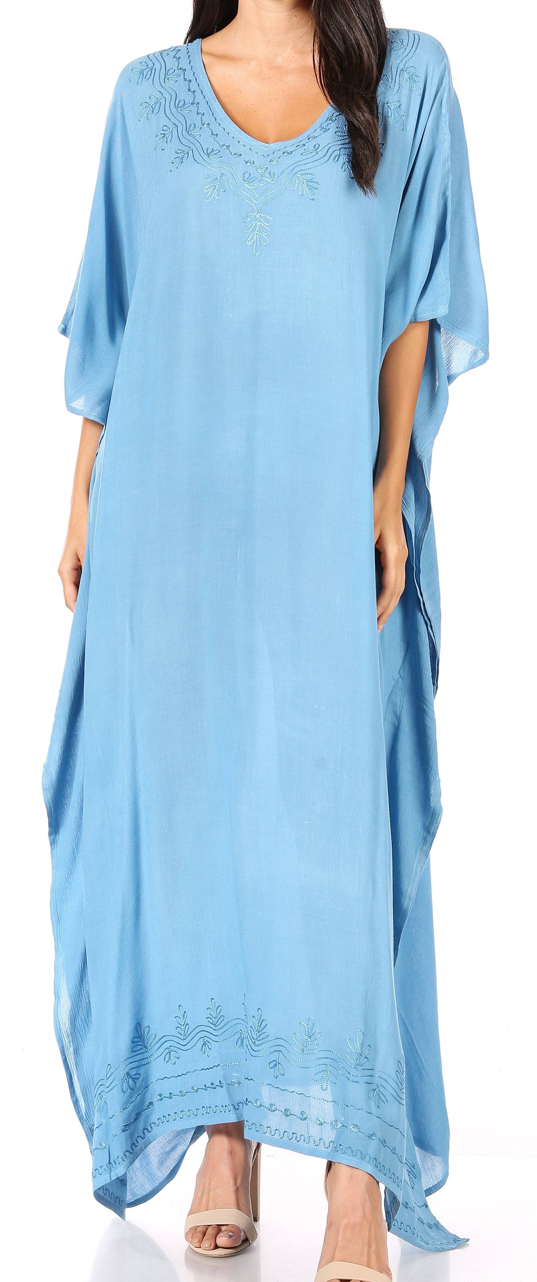 Vestido largo caftán informal Sakkas Favi para mujer, prenda de estar por casa en rayón
