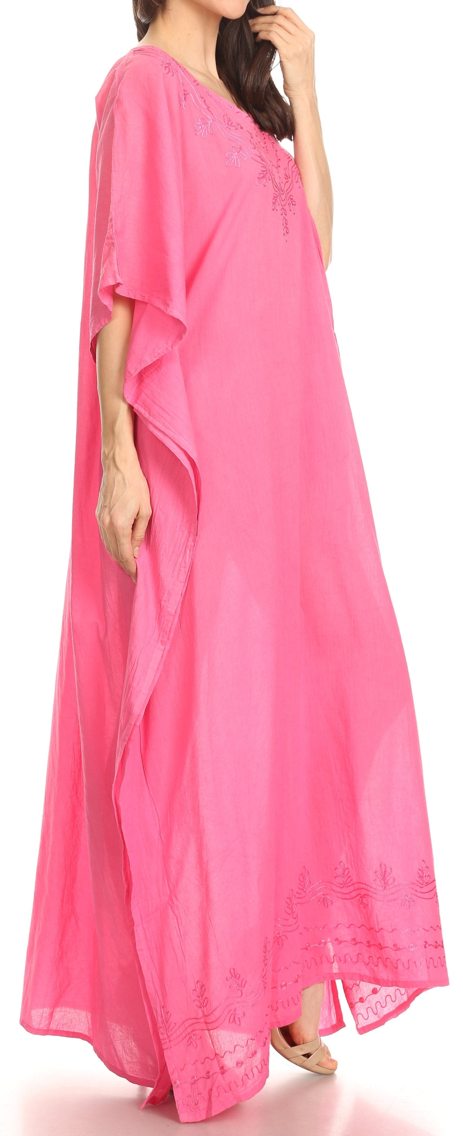 Vestido largo caftán informal Sakkas Favi para mujer, prenda de estar por casa en rayón