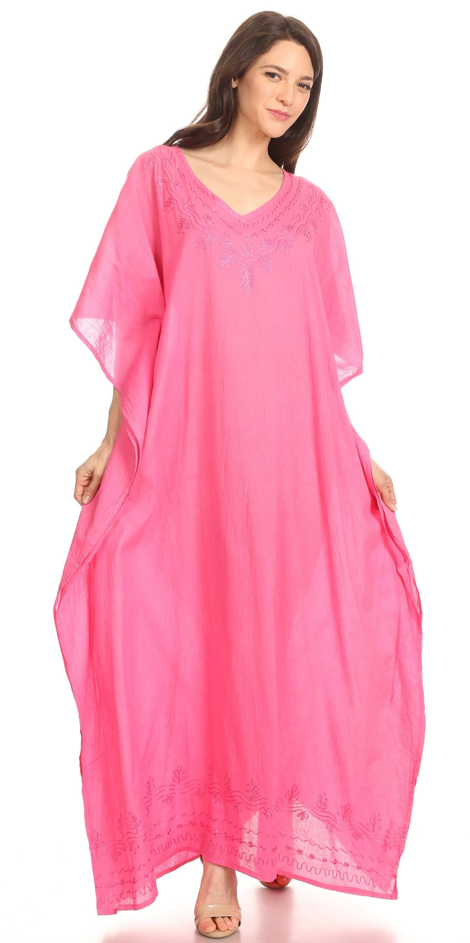 Vestido largo caftán informal Sakkas Favi para mujer, prenda de estar por casa en rayón