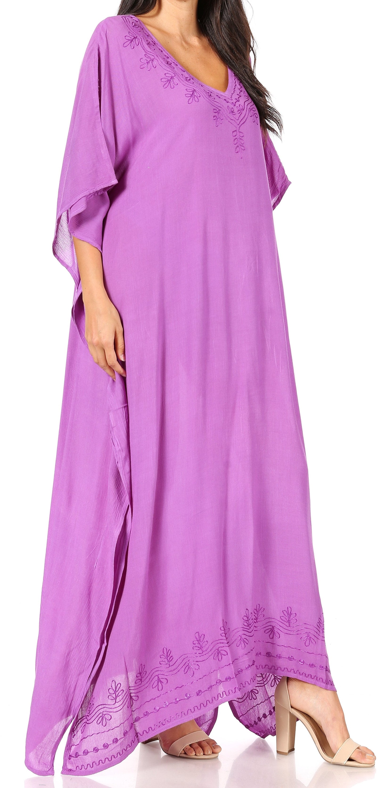 Vestido largo caftán informal Sakkas Favi para mujer, prenda de estar por casa en rayón