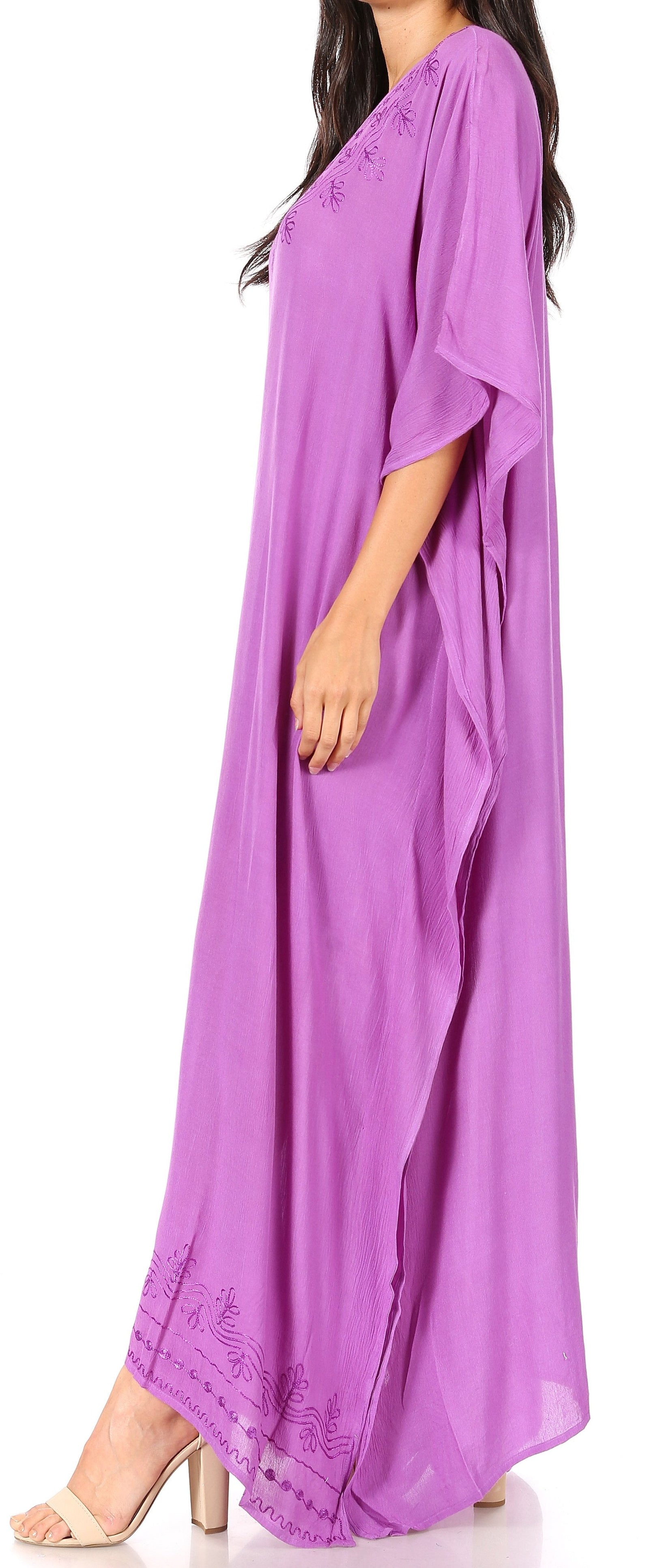 Vestido largo caftán informal Sakkas Favi para mujer, prenda de estar por casa en rayón