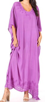 Vestido largo caftán informal Sakkas Favi para mujer, prenda de estar por casa en rayón
