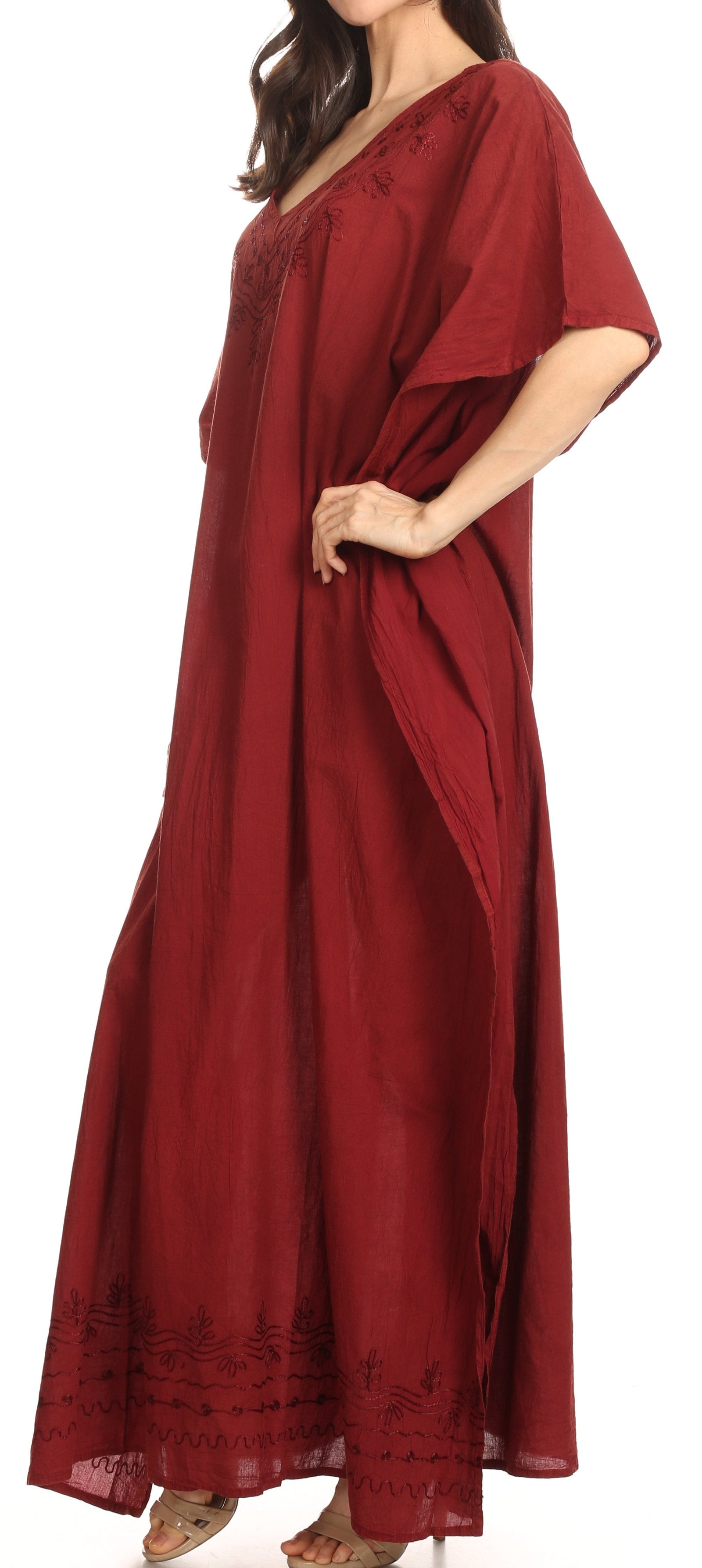 Vestido largo caftán informal Sakkas Favi para mujer, prenda de estar por casa en rayón