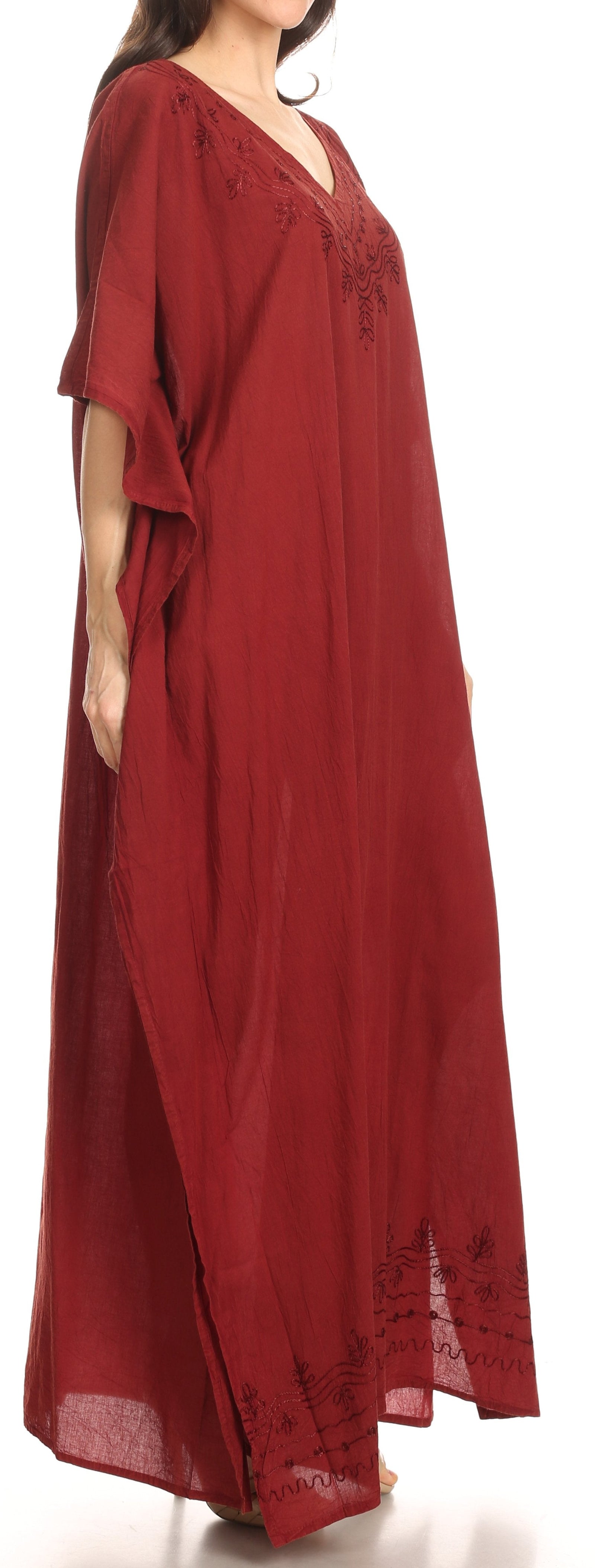 Vestido largo caftán informal Sakkas Favi para mujer, prenda de estar por casa en rayón